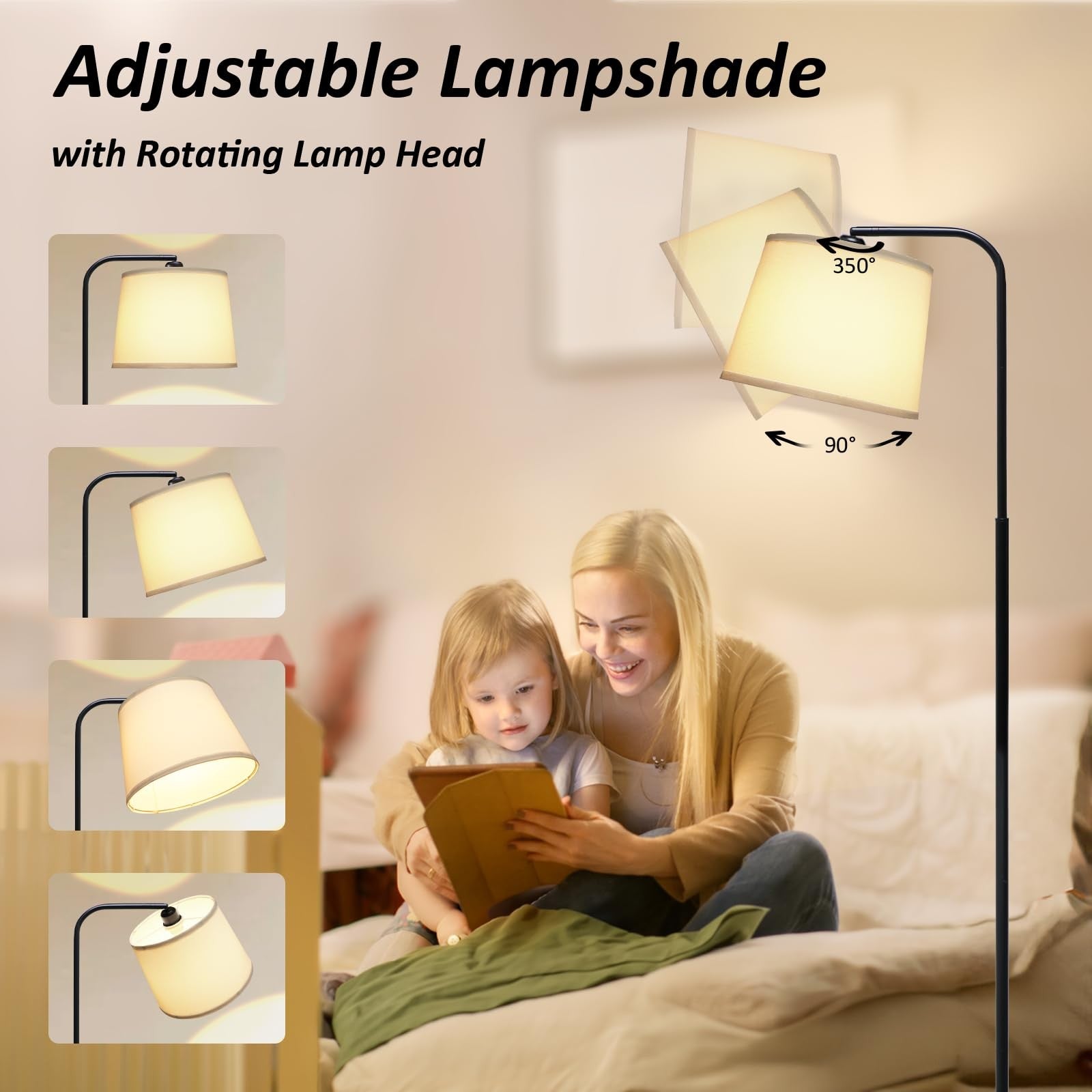 AKASUKI floor lamp for living room with three color temperature settings and foot switch, standing design with adjustable lighting.