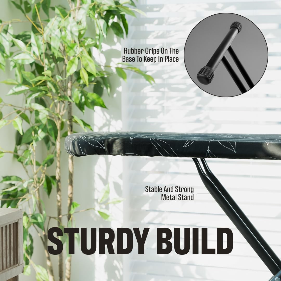 Standard full-size ironing board by ANGORA BRANDS with a padded surface and metal frame, suitable for home laundry and ironing tasks.