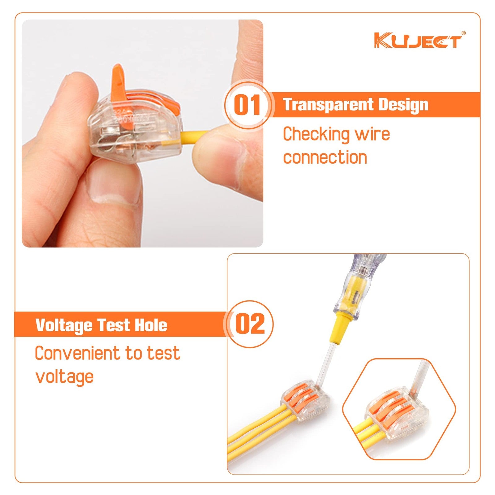 Kuject 340-piece lever wire connectors kit with various conductor sizes, including 2, 3, 4, 5, and 8 conductor combinations.