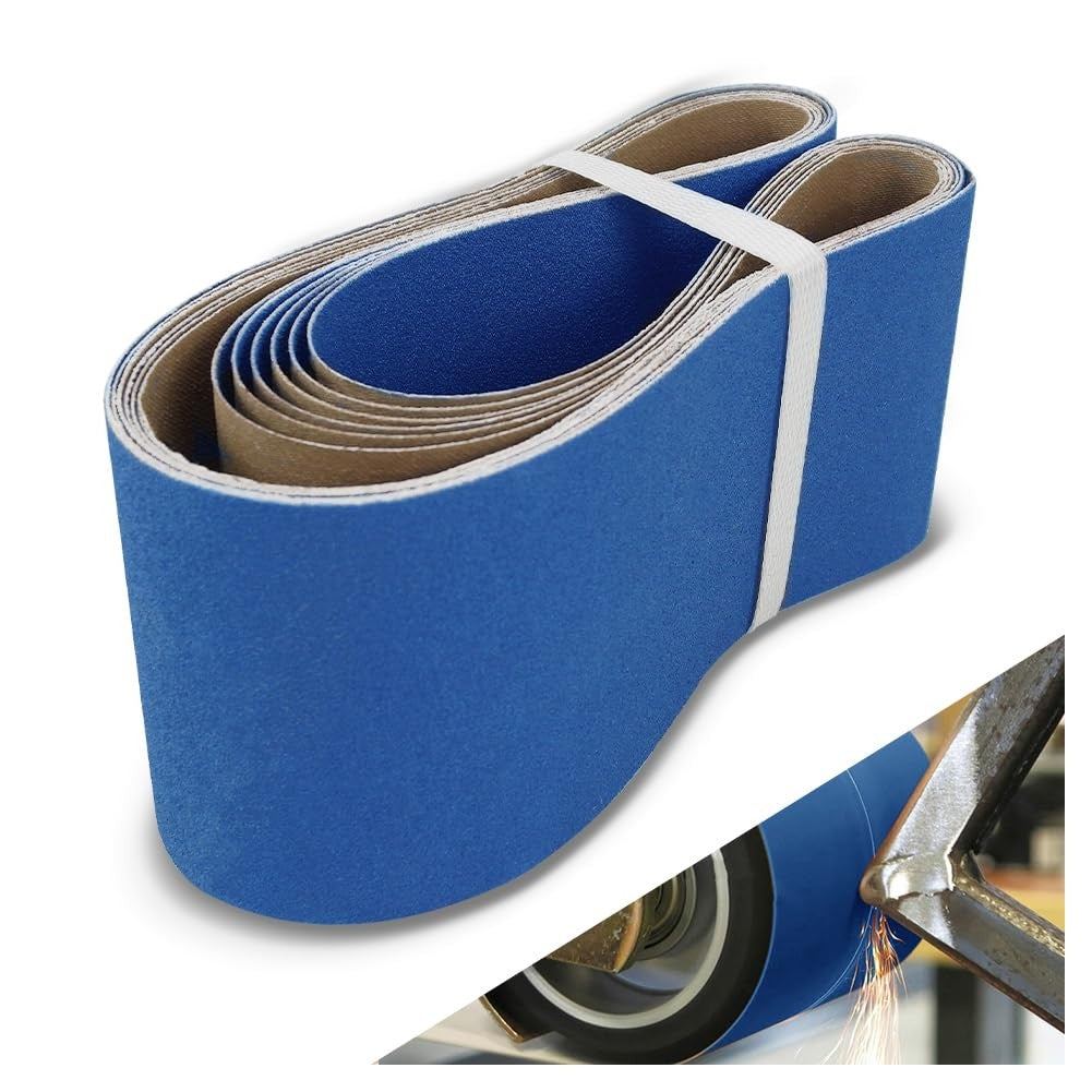 Four 36-inch Uravenus zirconia sanding belts, 240 grit, for ultra-fine sanding, displayed with six belts in the image.