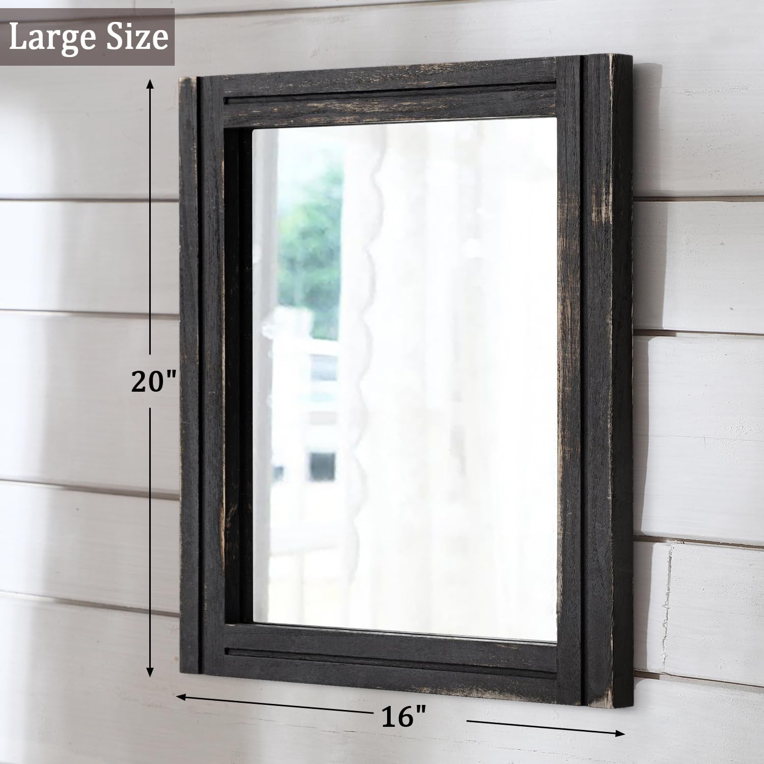 Small rectangular wall-mounted mirror with a wood frame by AAZZKANG, featuring a retro design and compact size for modern decor.