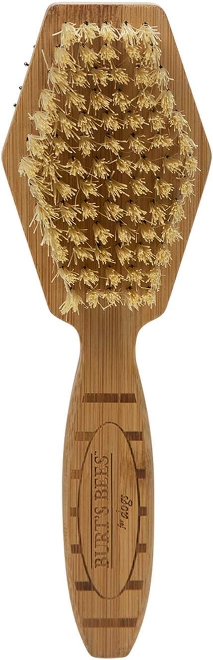Burt's Bees for Pets double-sided dog brush with pin and hemp bristles, designed for pet grooming and detangling.