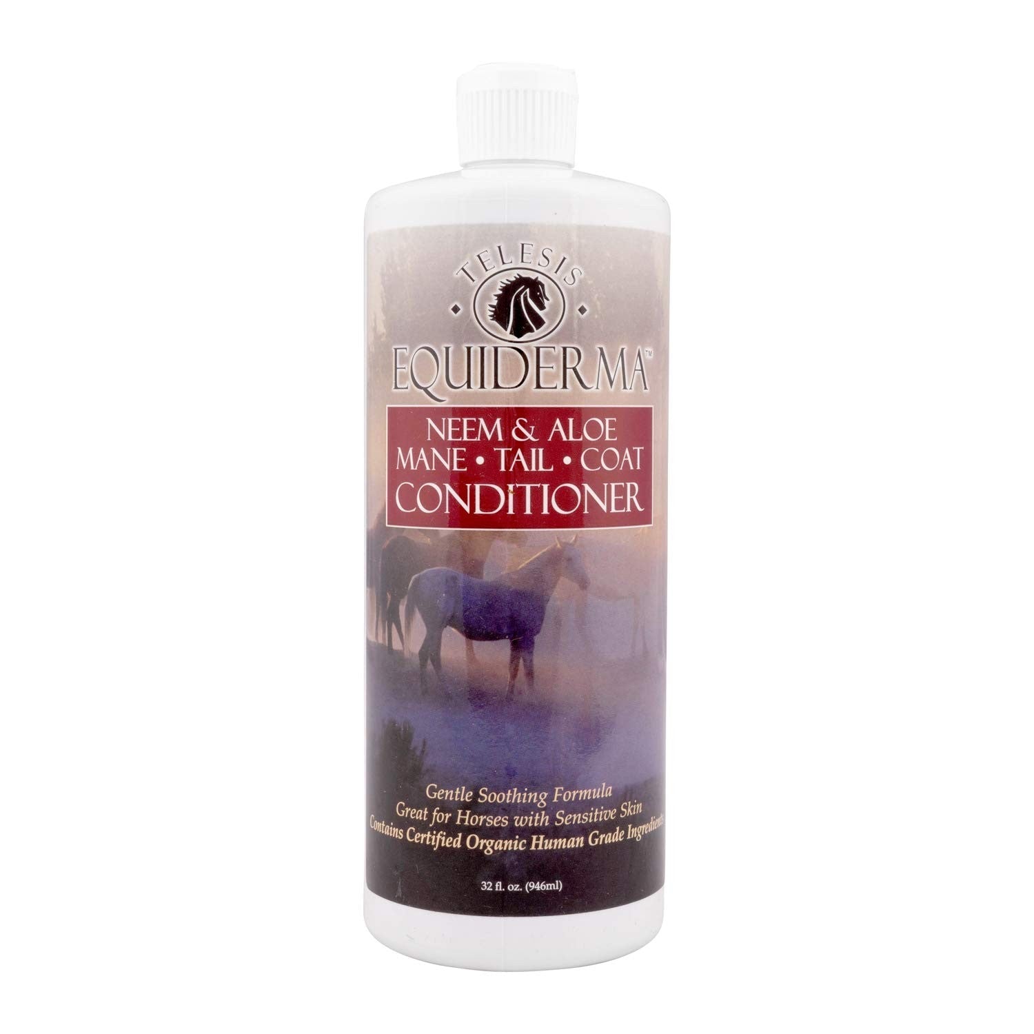 Equiderma Neem Coat Conditioner 32 oz bottle with organic neem and castor oil formula for horse skin and coat care