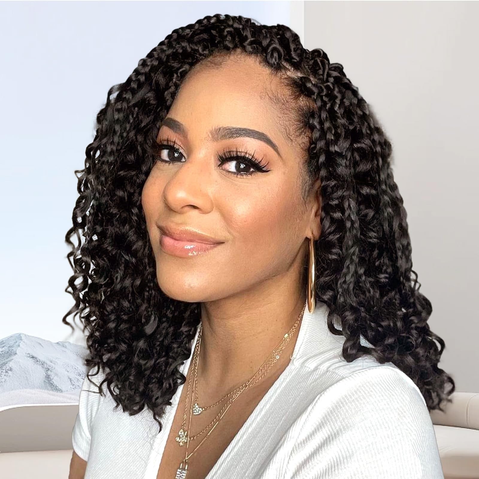 Fulcrum Goddess Box Braids Crochet Hair in 10 inches, displayed in nine packs with boho-style box braid crochet hair.