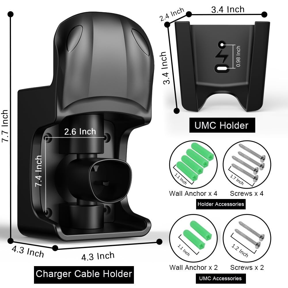 westsaim Tesla Charger Holder Wall Mount with swivel for charging cable organization and easy access to Tesla electric vehicle charger
