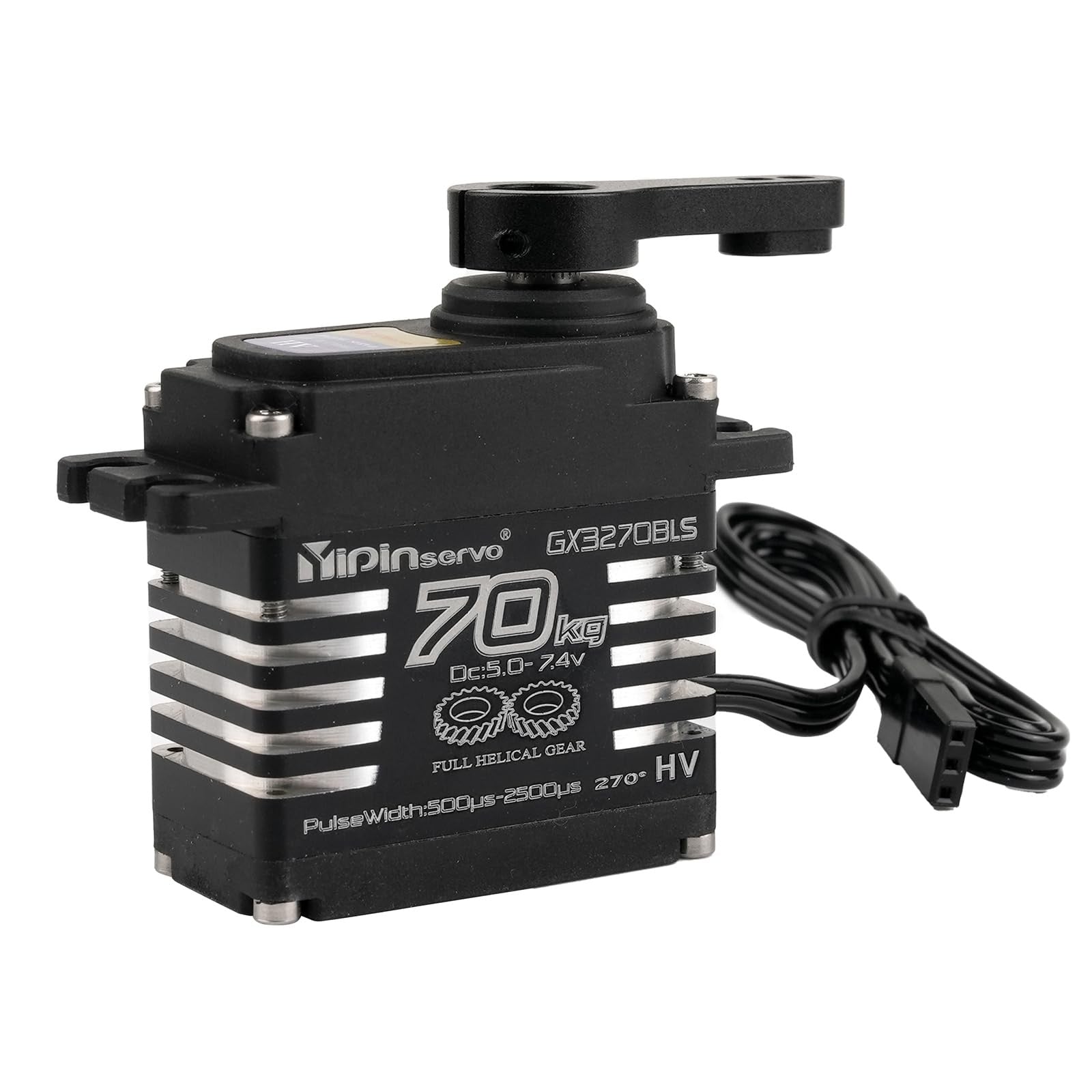 RCmall Rcmakl 70KG High Torque GX3270BLS Digital RC Servo with metal gears, showing the servo motor and gear assembly.