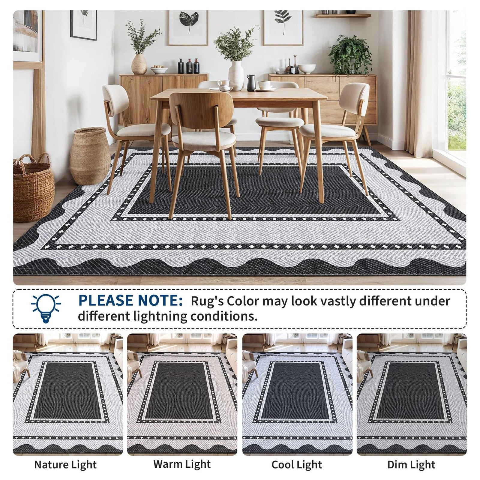 Garveehome modern neutral 9x12 area rug featuring a large, washable design for living room decor and comfort.