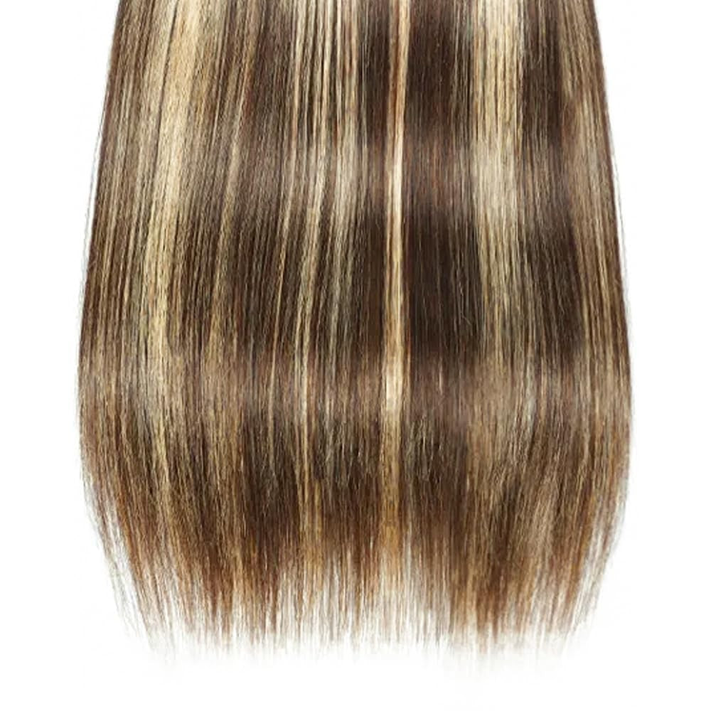 Biliisyff blonde bundles of straight Brazilian virgin human hair, P4/613 color, showing smooth, shiny hair bundles.