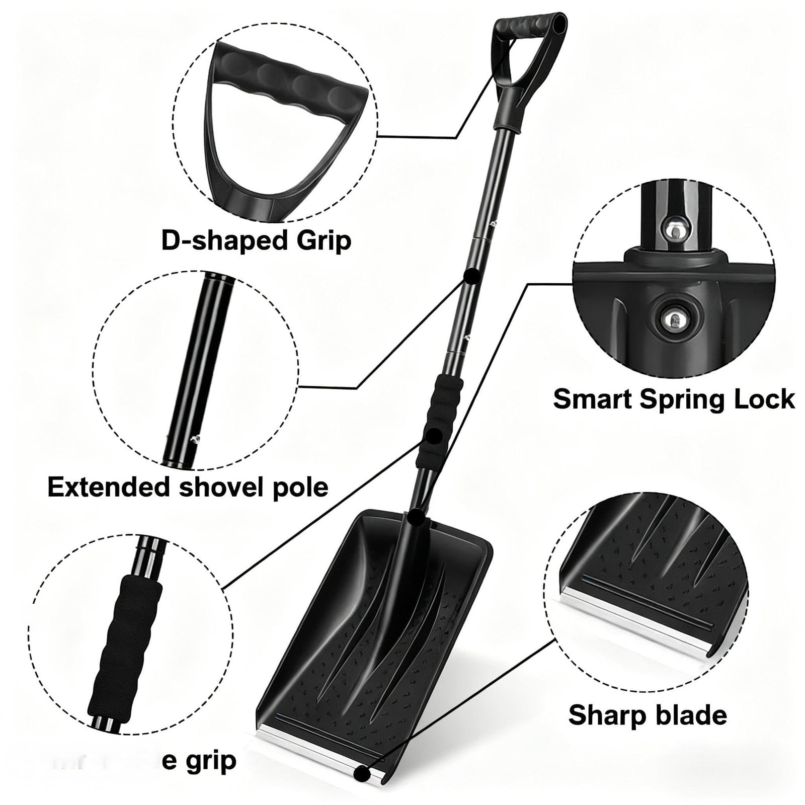 UMUACCAN large capacity lightweight aluminum snow shovel for efficient snow removal, durable and easy to handle in winter conditions.