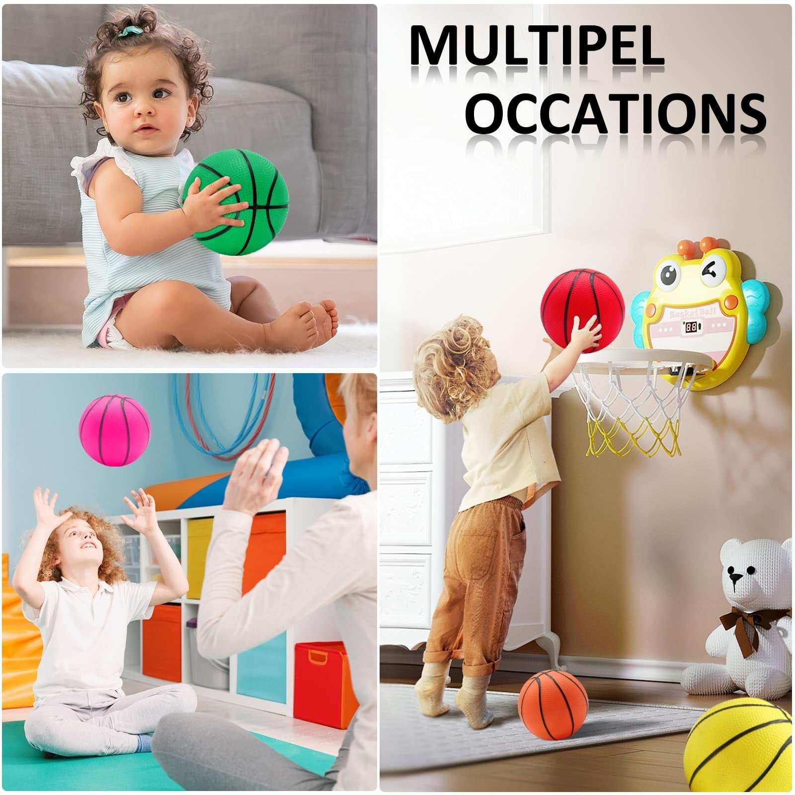 42Pcs 6" Mini Basketball Set with colorful inflatable PVC balls and air pump for indoor and outdoor hoop games