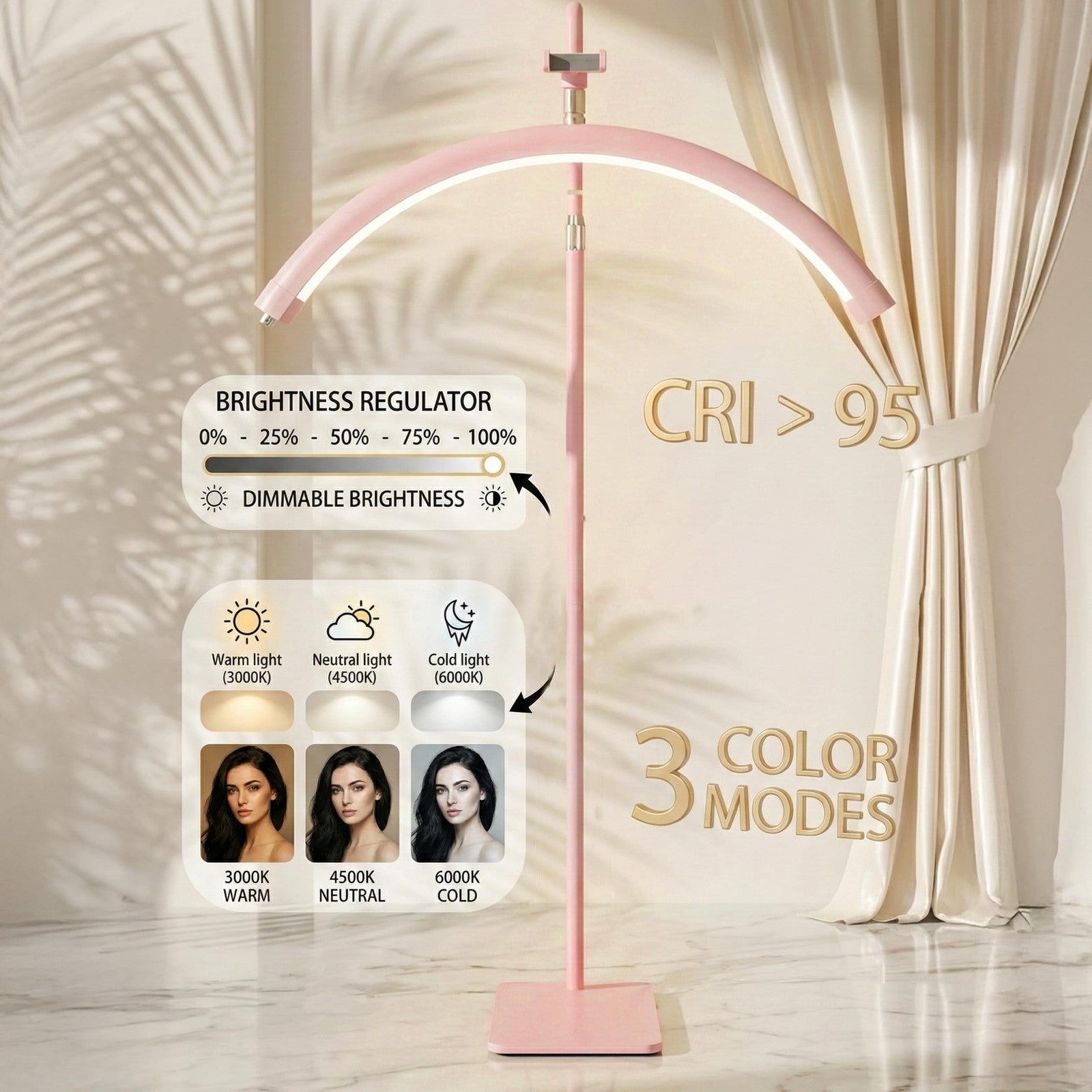 Unbranded Hi_Friend 28-inch half moon lamp with portable design, esthetician lash light, featuring a sleek, modern aesthetic.