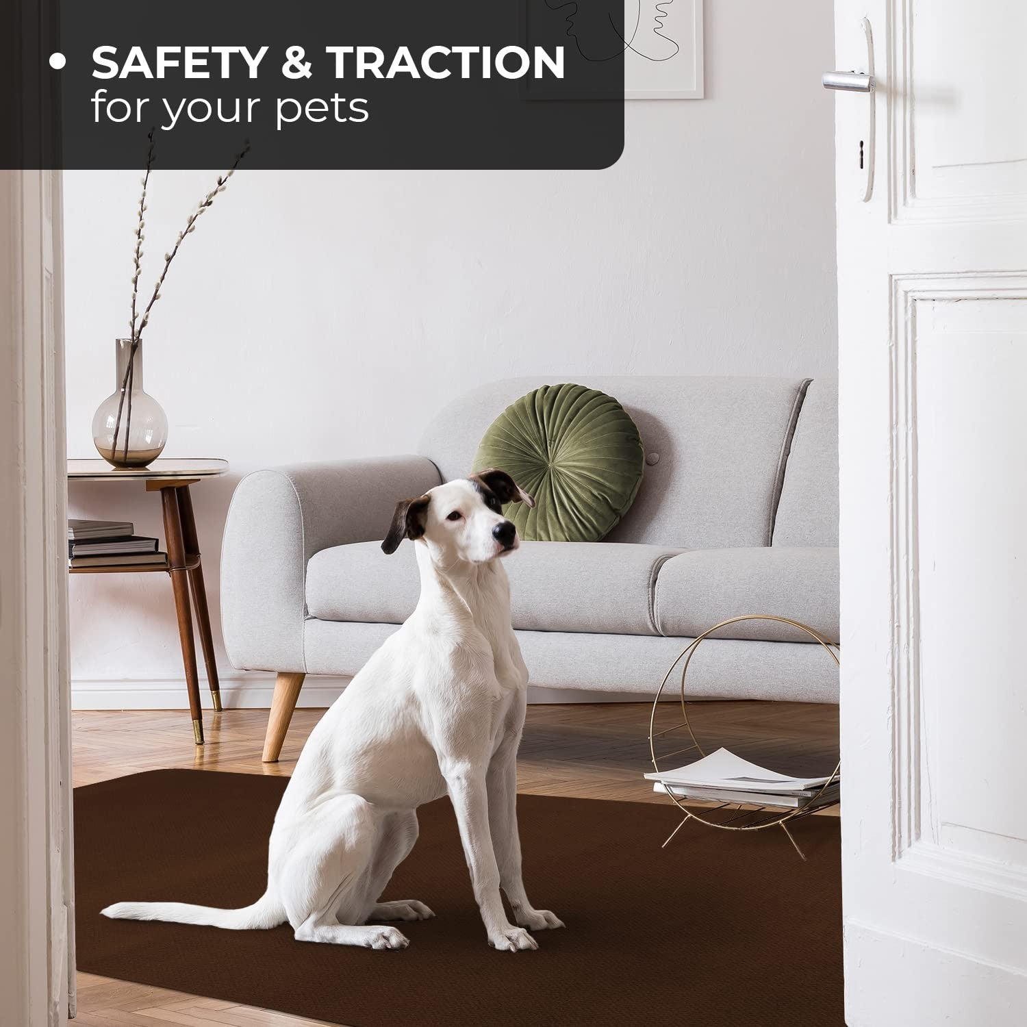 House, Home and More skid-resistant indoor area rug with textured carpet featuring a durable, non-slip backing for safety.