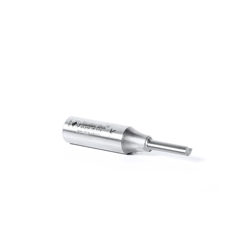 Amana Tool 1/4-inch straight plunge router bit with 3/4-inch diameter and 1/2-inch shank for high production woodworking.