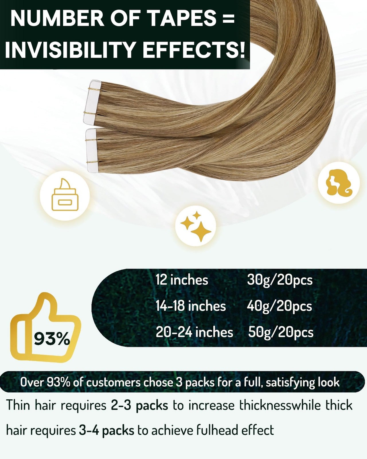 Runature Blonde Tape-In Hair Extensions, seamless human hair extensions with natural blonde color and smooth finish.