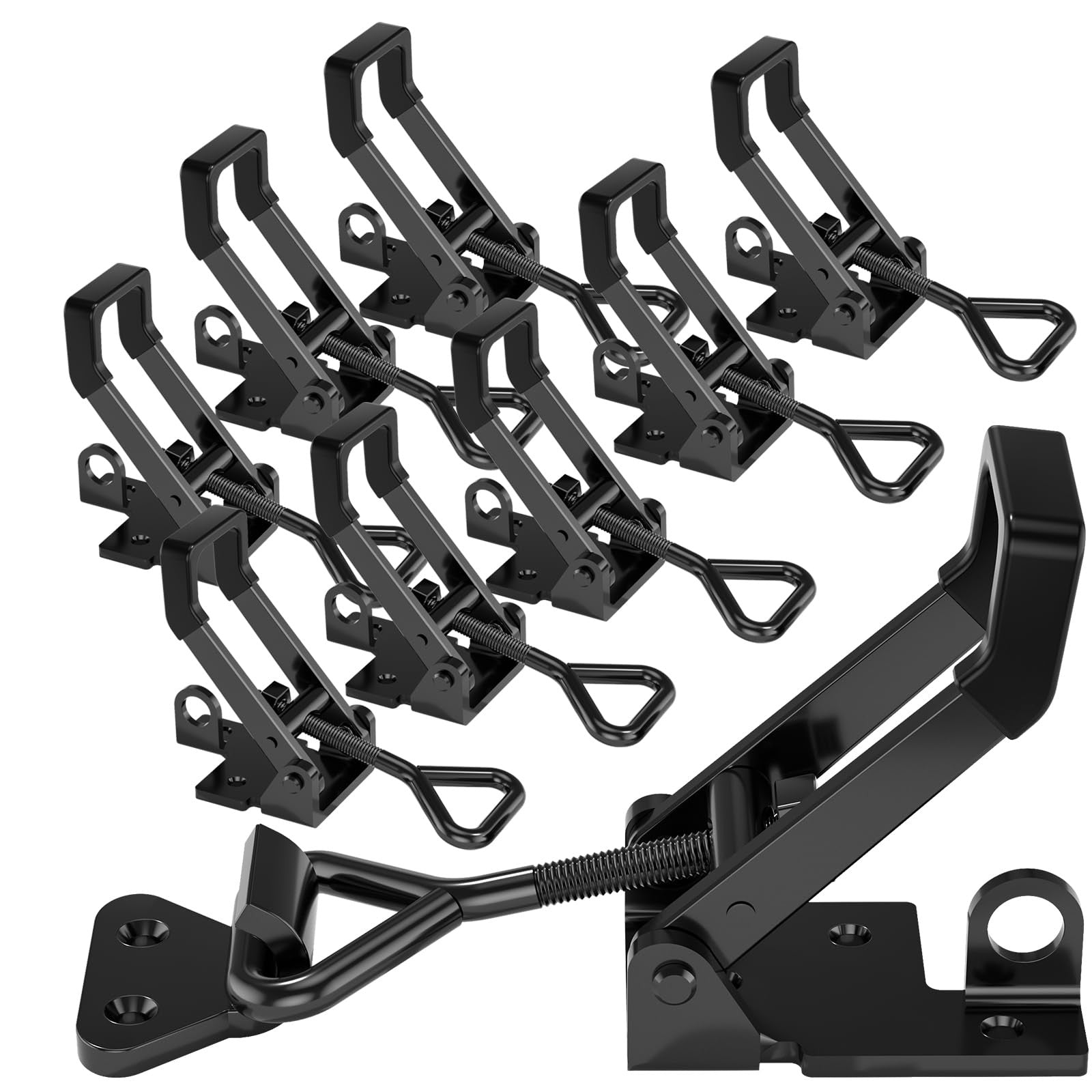 Redovant 8-pack heavy-duty toggle clamp latch with quick release, black finish, and 1320 lbs capacity for secure fastening.