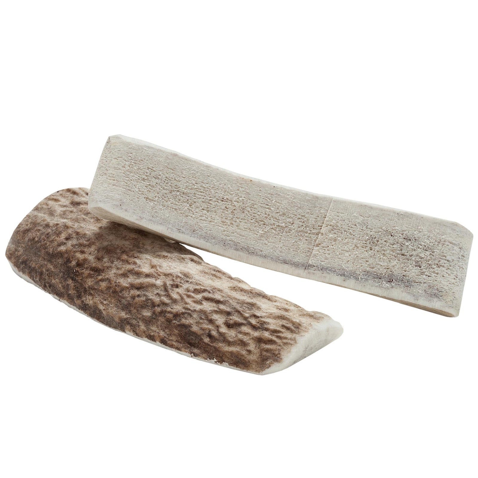 Scout & Zoe's Antler Splits in a natural setting, showing the textured, split antler treats for dogs.