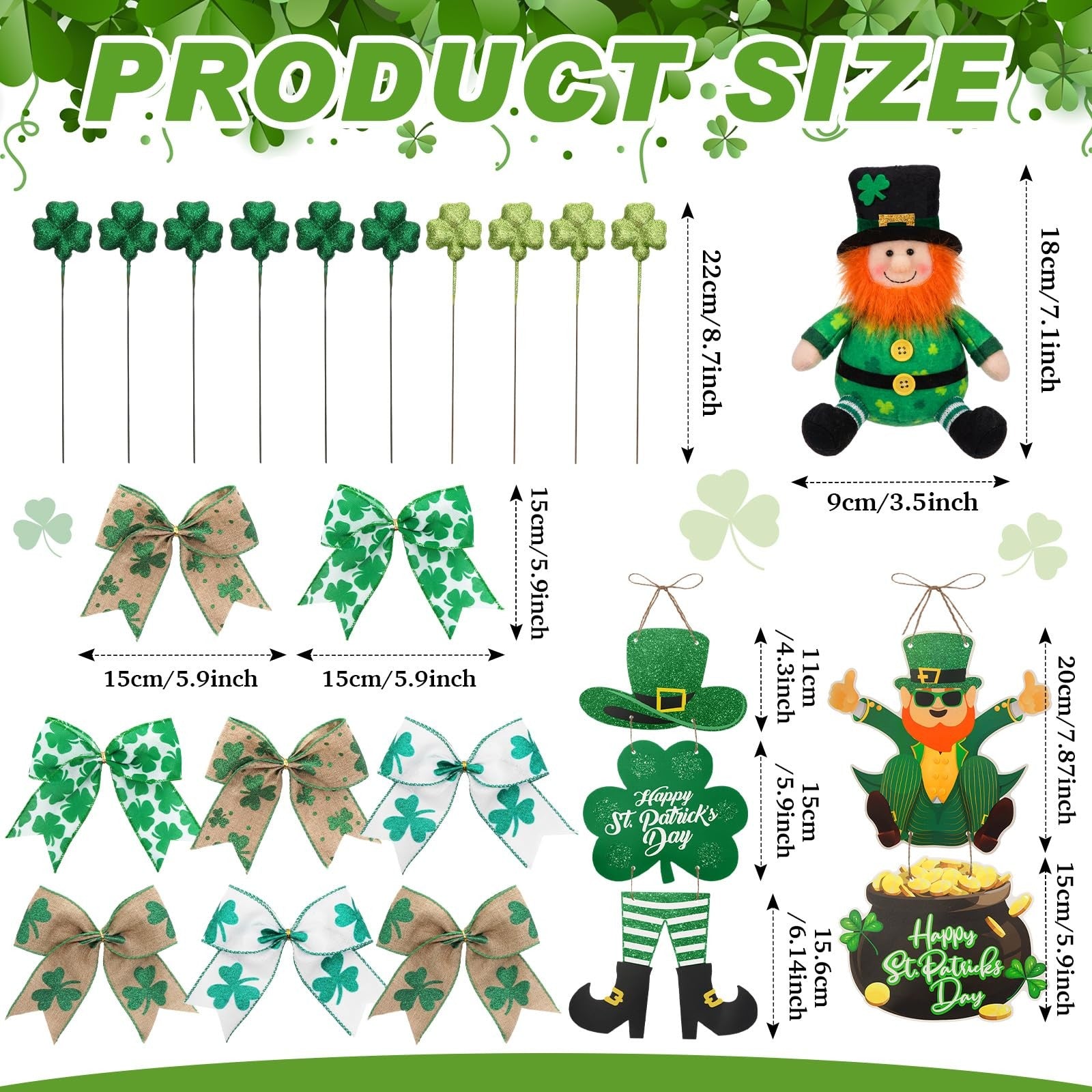 Set of 43 St. Patrick's Day tree ornaments by Halfchet, featuring hanging decorations with Irish-themed designs for festive celebrations.