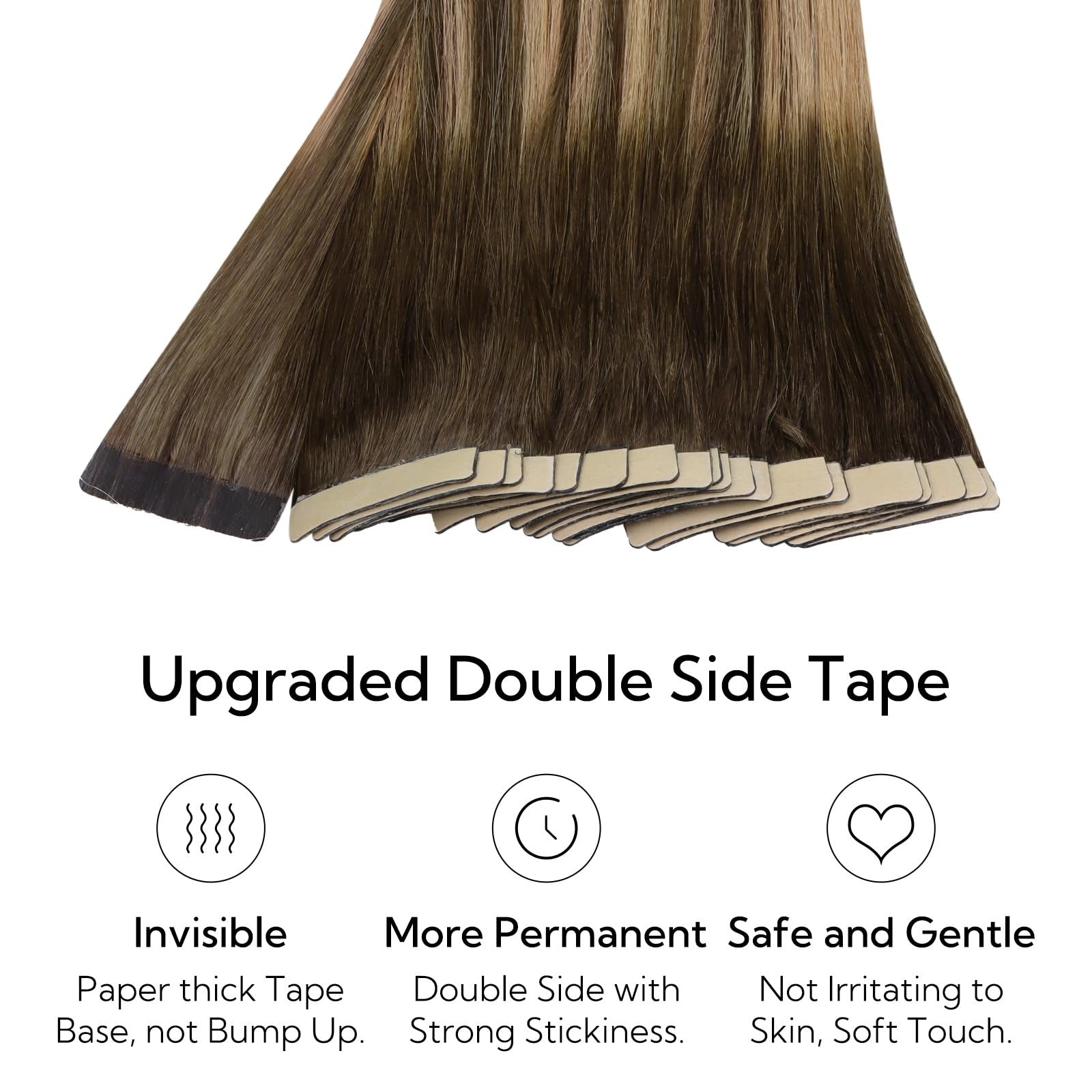 Hotbanana HOTBANANA 16-inch chocolate brown balayage hair extension tape-in set with 20 pieces, lightweight and easy to apply.