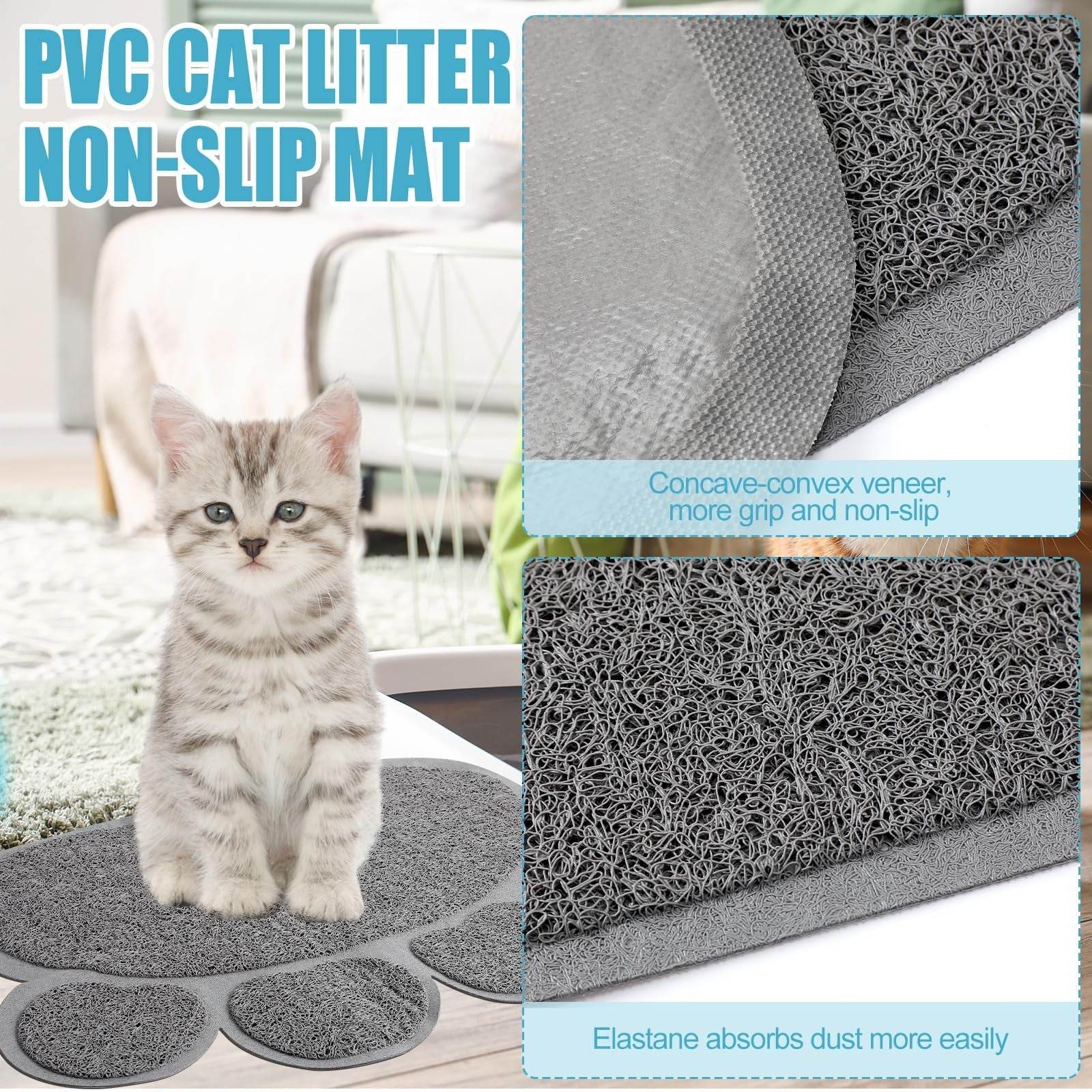 Small kitten starter kit with blue litter box, scoop, mat, bowl, toys, and collar