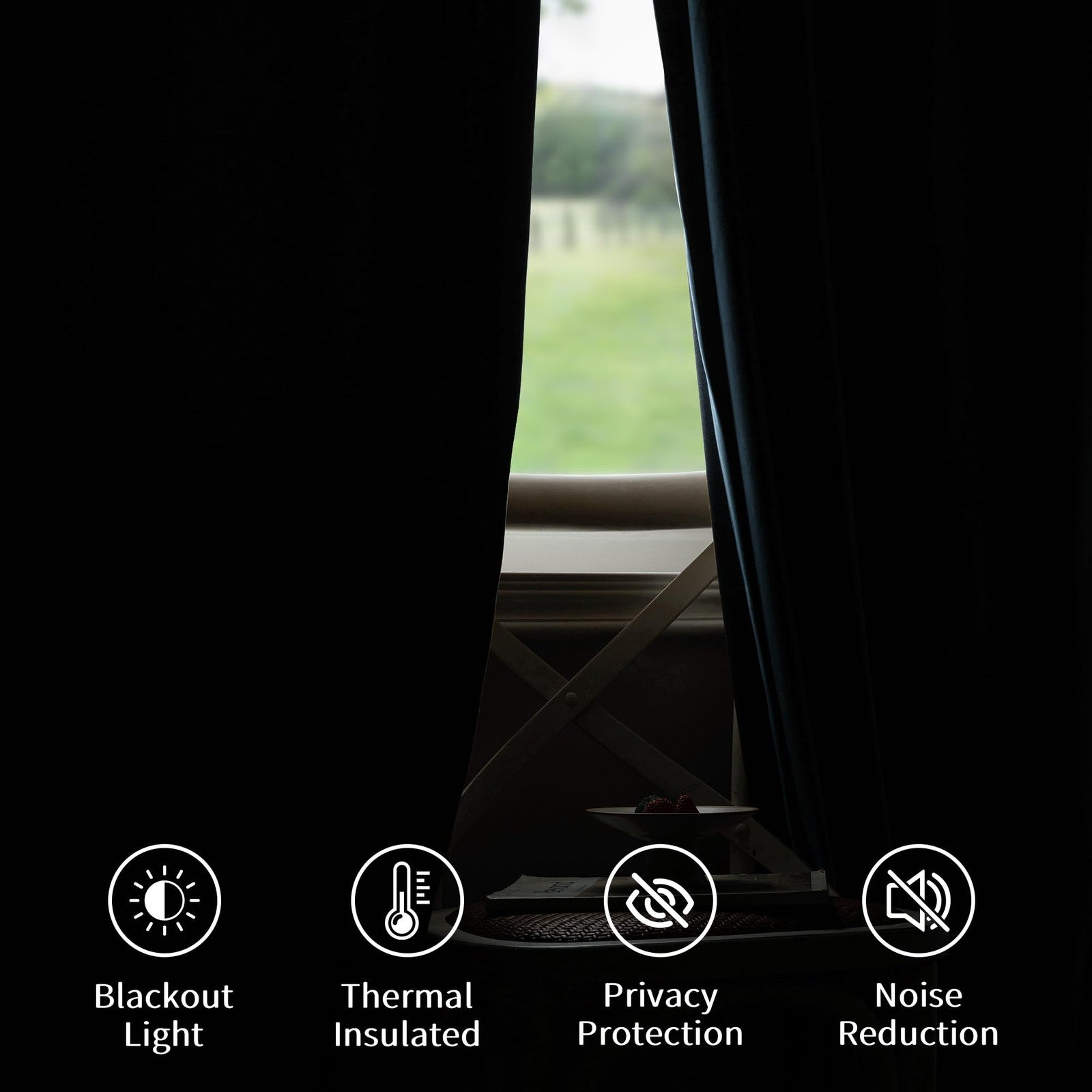 FMFUNCTEX velvet blackout curtains in deep blue with thermal insulation, suitable for bedroom window coverage.