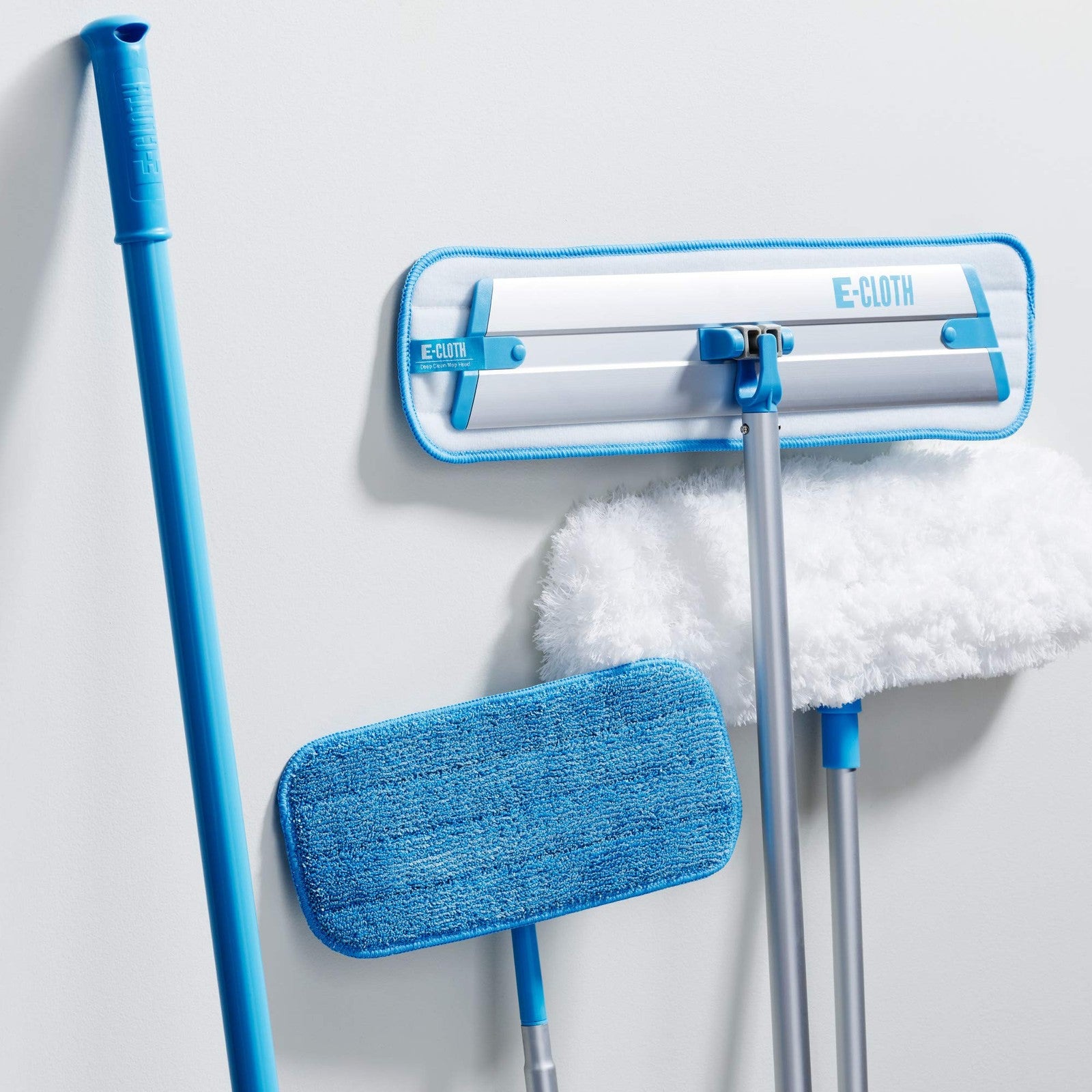 E-Cloth Deep Clean microfiber mop pad for hard floors, reusable and ideal for home cleaning, shown attached to a mop.