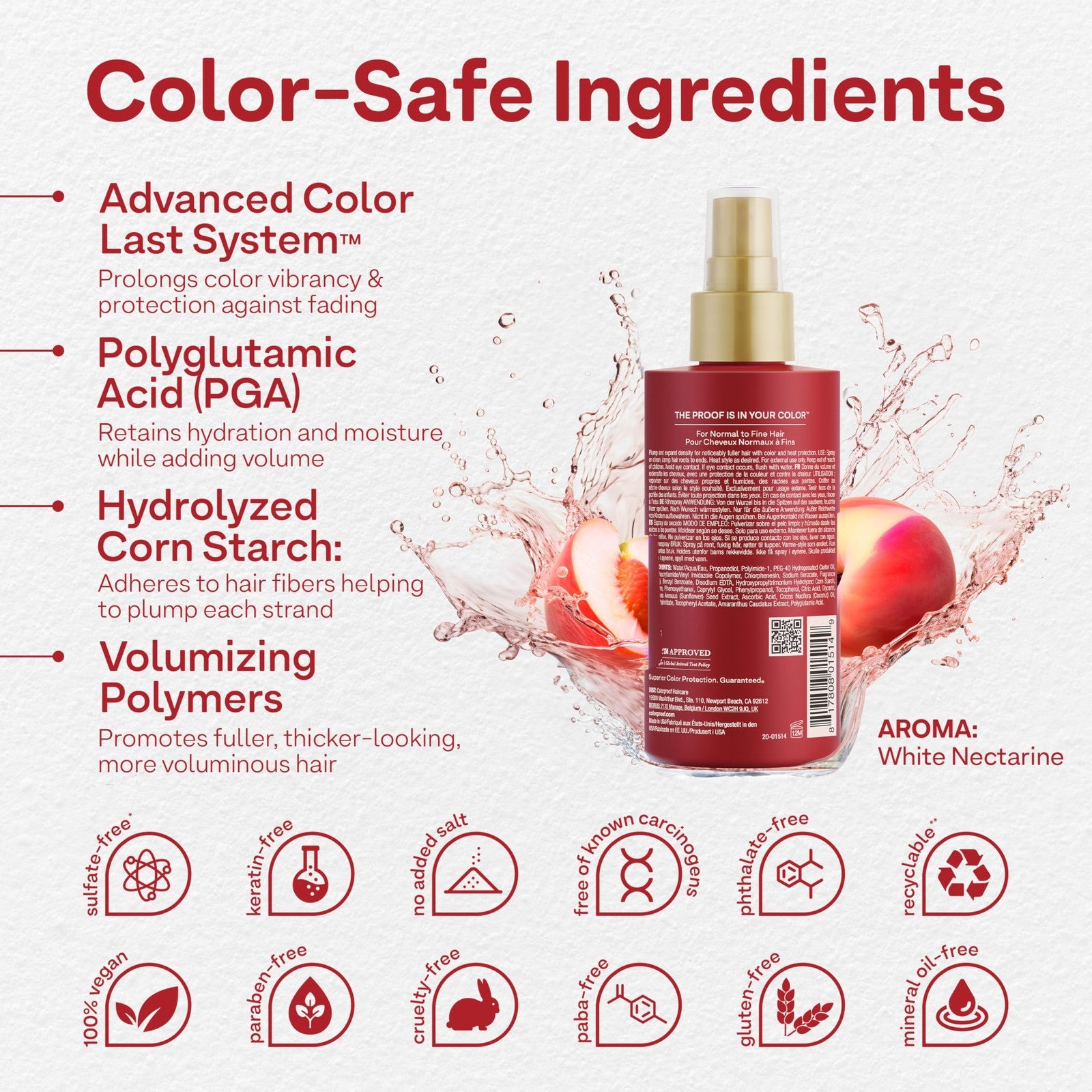 ColorProof Volume Blow Dry Spray primer in a 6.7oz bottle, featuring volumizing and heat protection properties for styled hair.