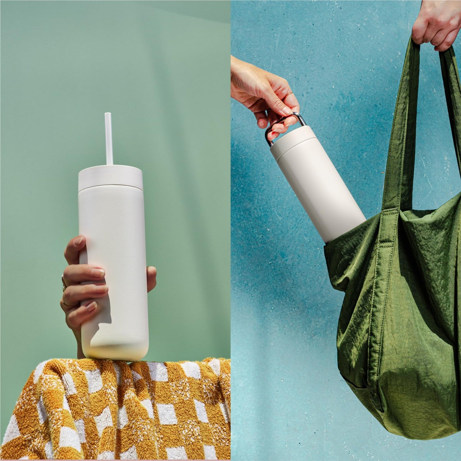 Fellow 20 oz Carter water bottle with leak-proof lid, metal handle, and sleek design, ideal for staying hydrated on the go.
