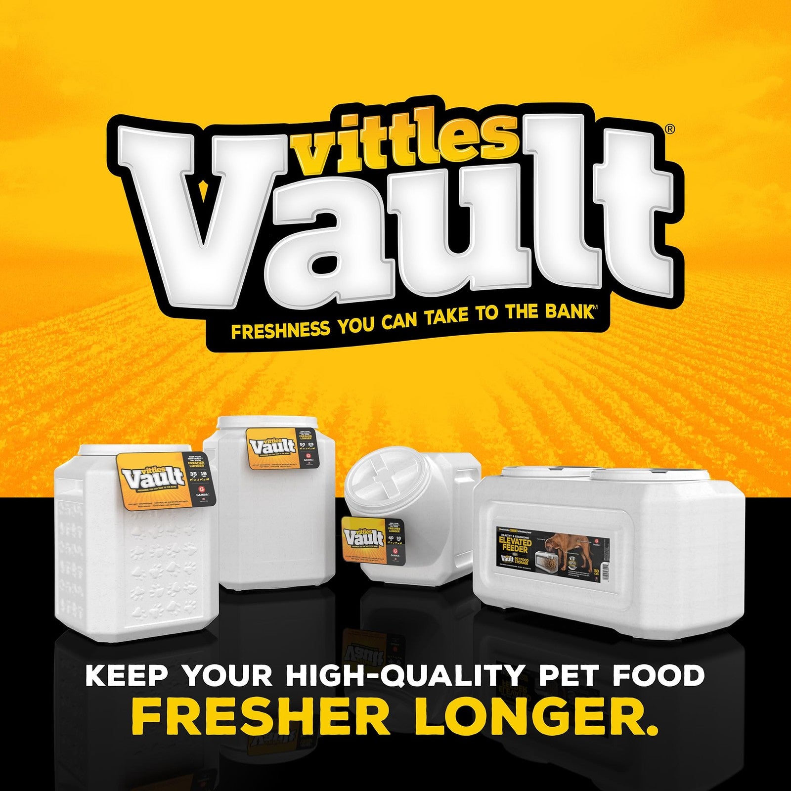 Gamma2 Vittles Vault bird seed storage container with a sealed lid, designed to hold up to 35 pounds of dry pet food.