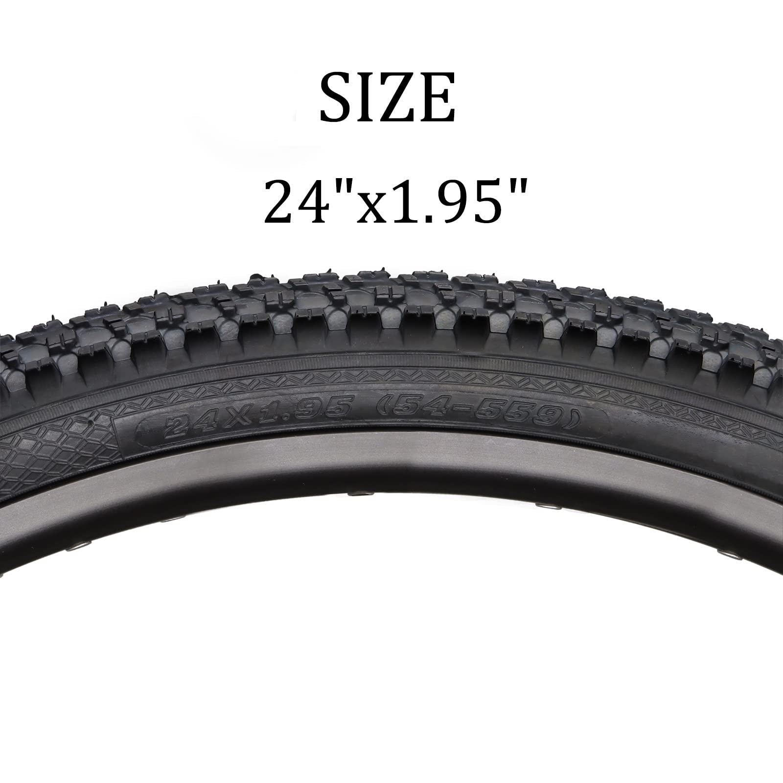 Two Hycline 24-inch mountain bike tires, 24x1.95 inches, folding design, with tread pattern visible for off-road riding.