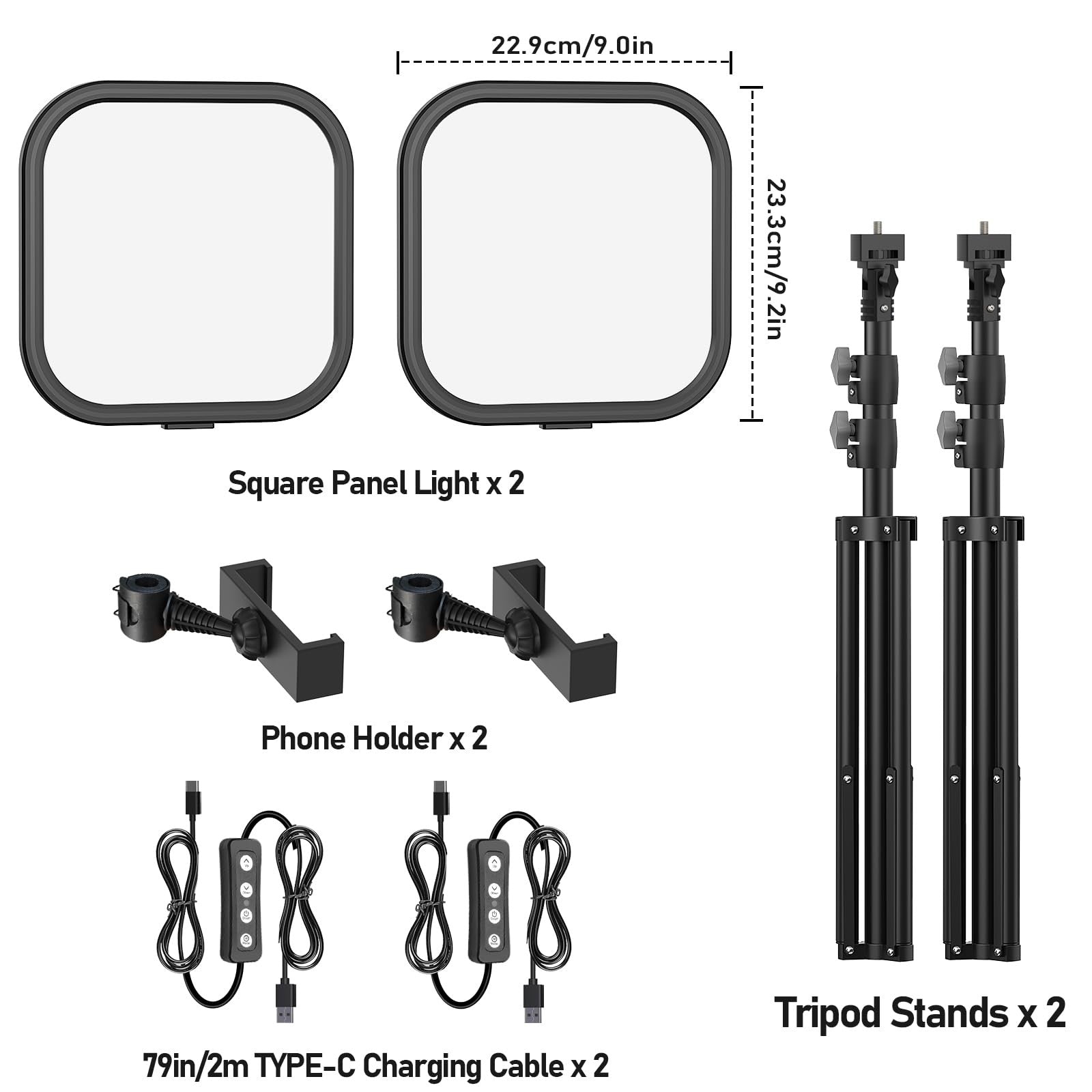 Hagibis 2-pack LED video light kit with 15W dimmable photography lights on stands, ideal for professional video and photo lighting.