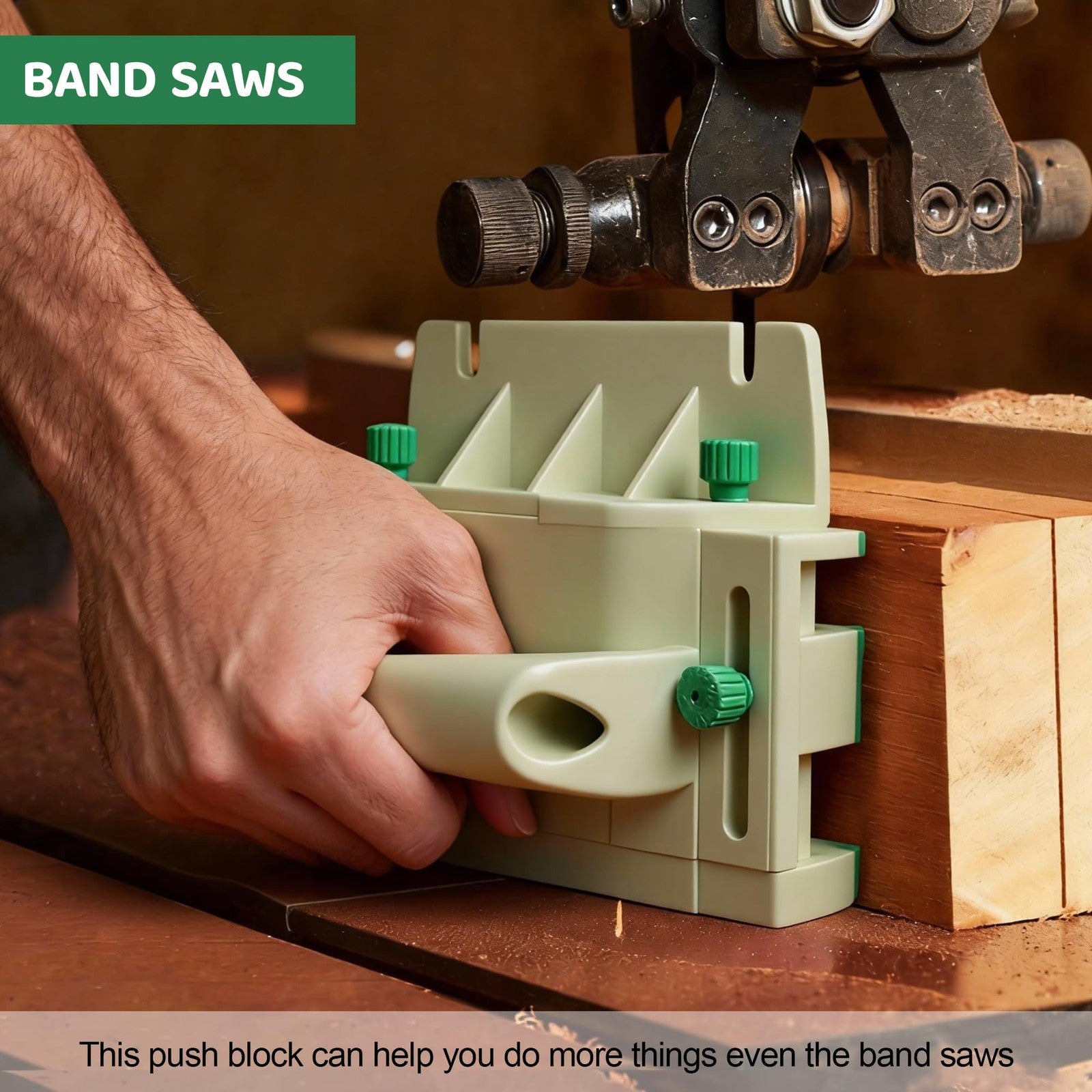 Kiahao woodworking push block for table saws, router tables, band saws, and jointers, with textured grip for safety and precision.