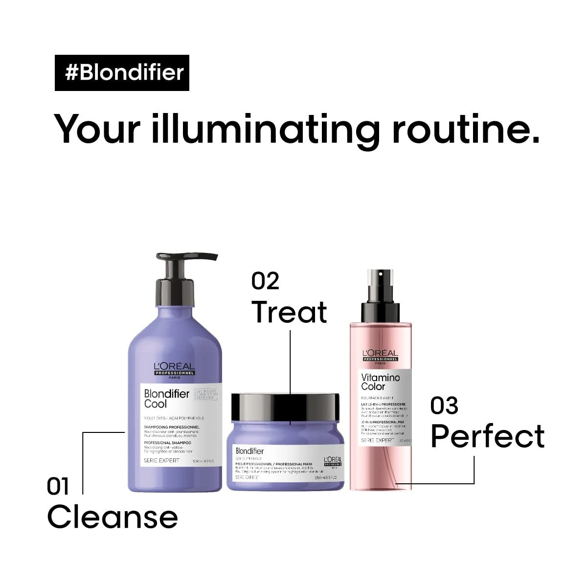 L'Oréal Professionnel Paris Blondifier Clarifying Shampoo bottle, designed to restore color and clarify blonde hair.