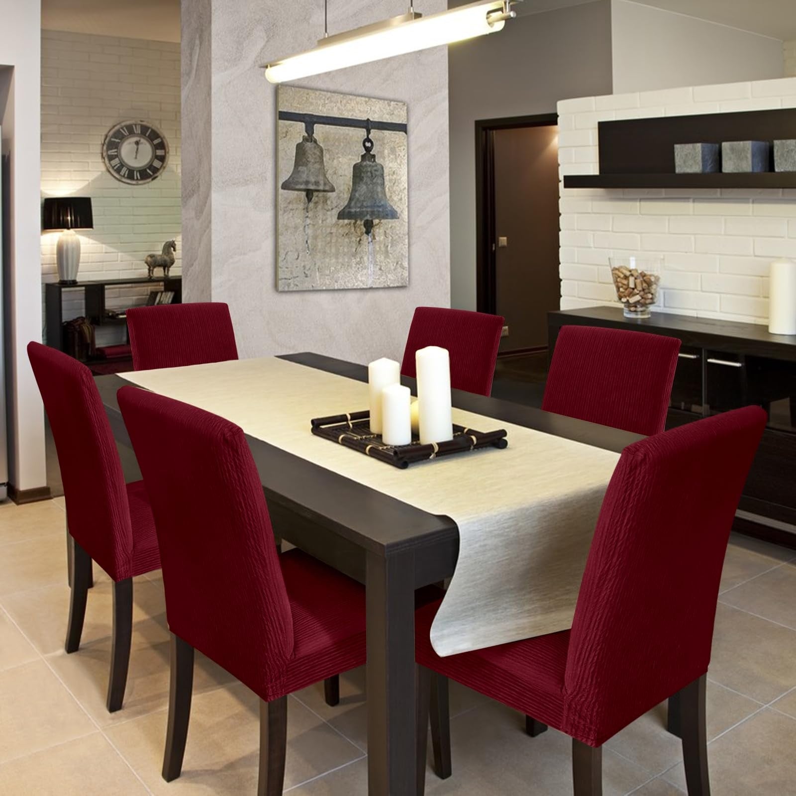 Set of 4 Fafua stretch dining chair covers, removable and washable slipcovers for protecting and updating dining room chairs.