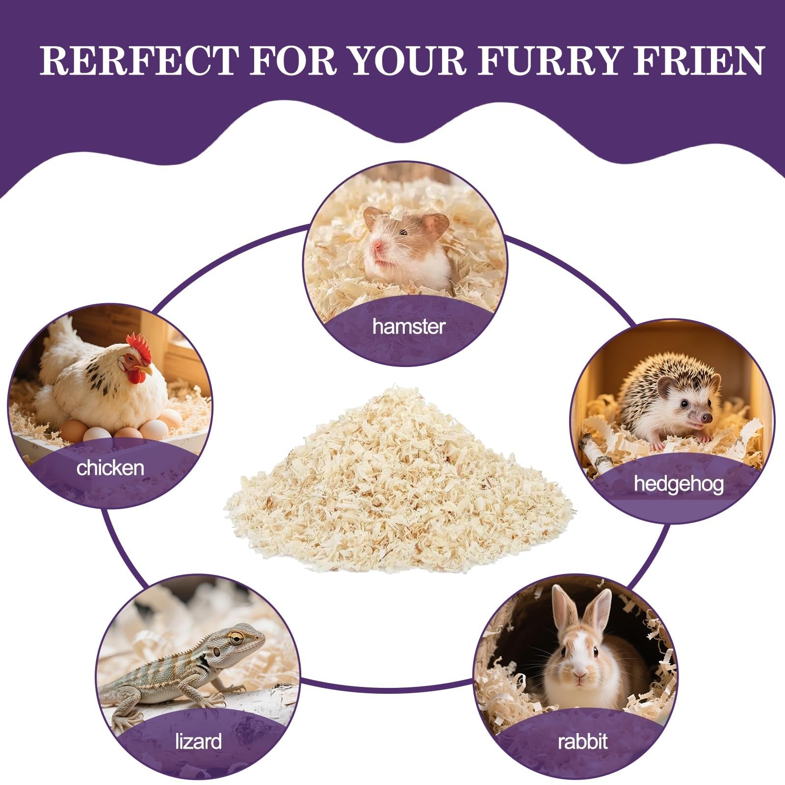 Natural Aspen shavings pet bedding in a bag, low-dust, chemical-free, and ultra-absorbent for small animals by XXYOUPIN.