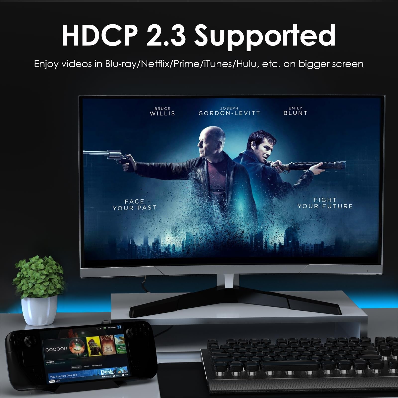 WAVLINK 6-in-1 Steam Deck docking station with 4K@144Hz HDMI, 100W PD, and 3 USB ports for versatile gaming setup.