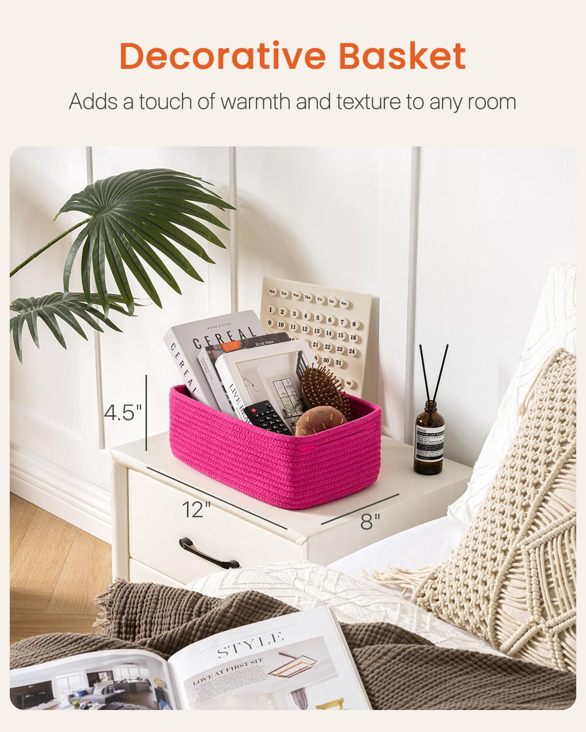 Set of three small woven storage baskets by KALLAX, 12x8x4.5 inches, made with rope for organizing shelves and spaces.