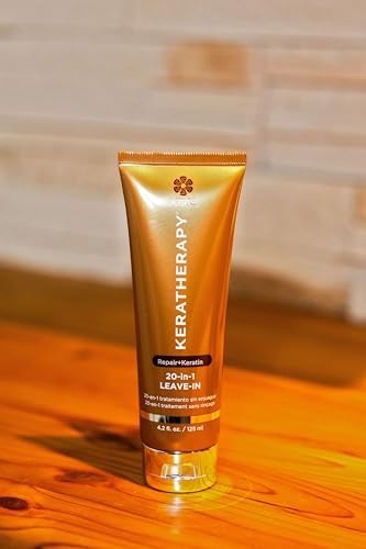 Keratherapy KeratinFIXX 20-in-1 leave-in treatment in a 4.2 fl oz bottle, with sleek packaging and pump dispenser.