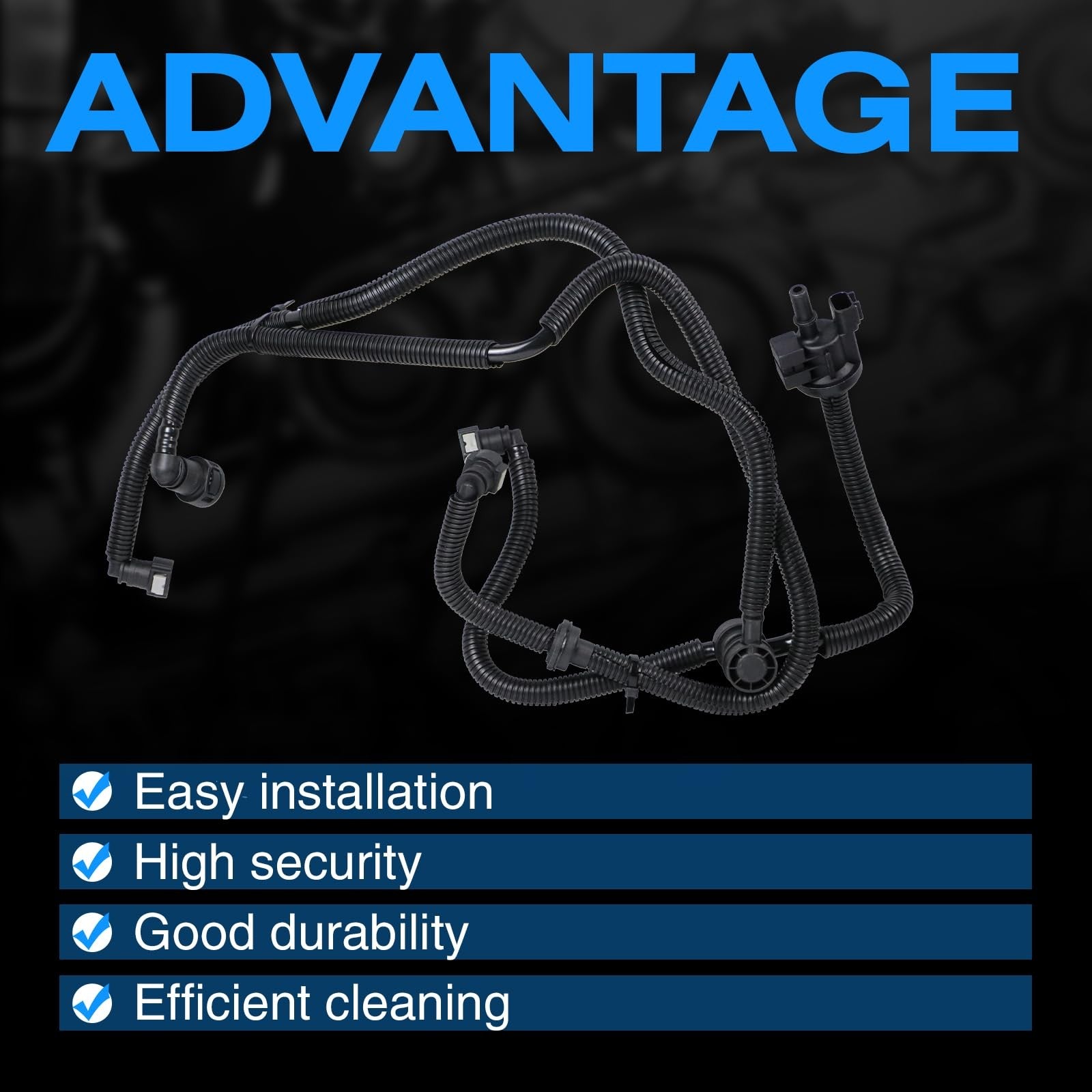 Hoiedt vapor canister purge valve for Ford Fusion 1.5L models from 2017 to 2020, showing the black plastic valve with connectors