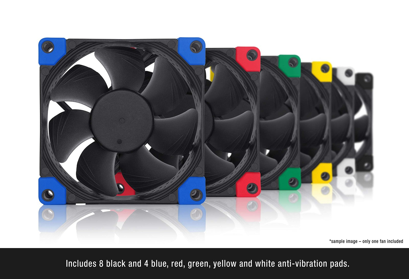 Noctua NF-A8 PWM chromax.Black.swap 80mm quiet fan with black anti-vibration mounts and black-colored blades for improved airflow.