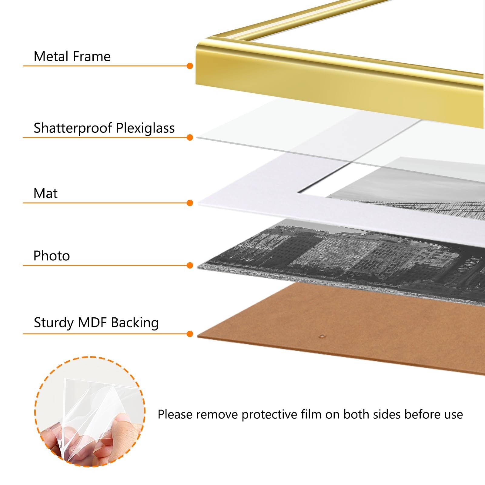 Homso gold metal A3 picture frame with acrylic plex cover, set of 2, designed for displaying photos or artwork.