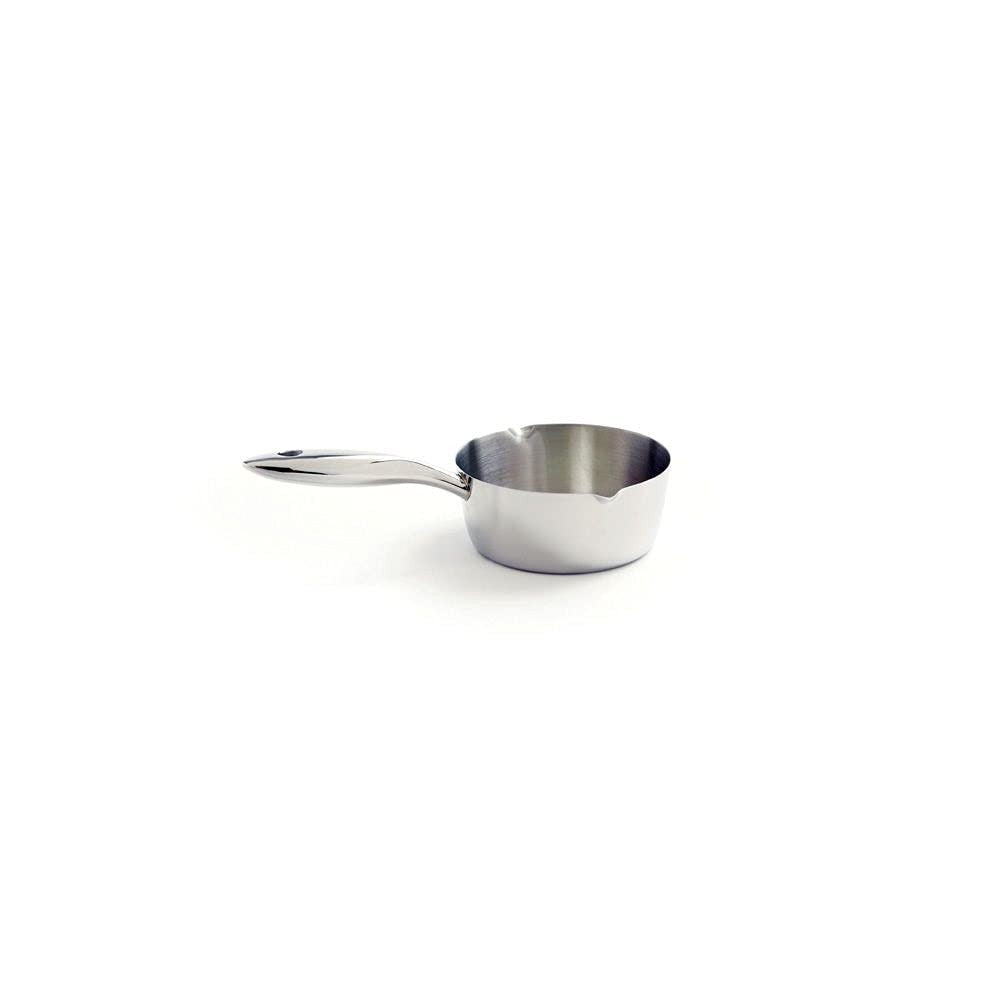 Norpro stainless steel butter melter, 9-inch long, with a smooth, polished surface ideal for melting and serving butter.