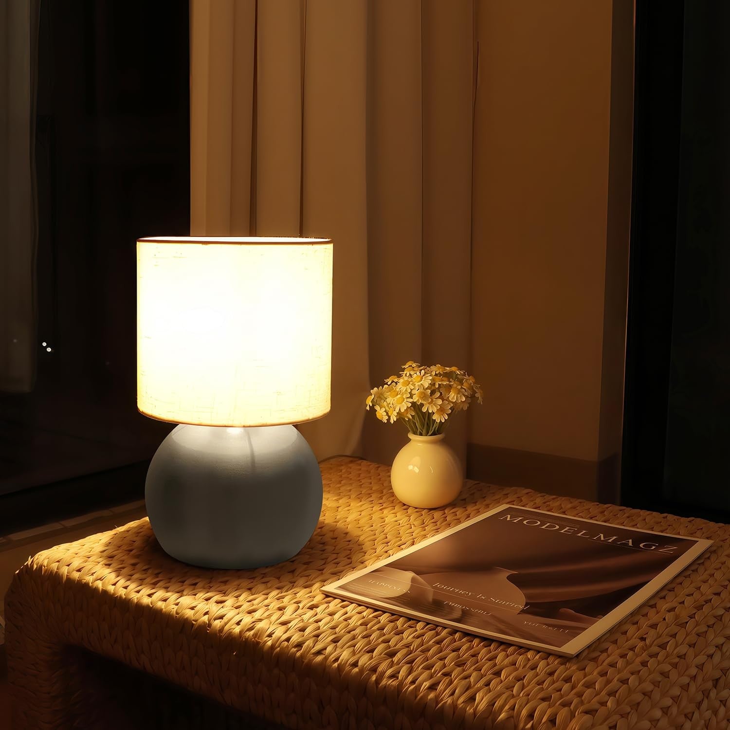 Set of 2 LHYueTong modern small table lamps with minimalist design, ideal for nightstands or bedside lighting.