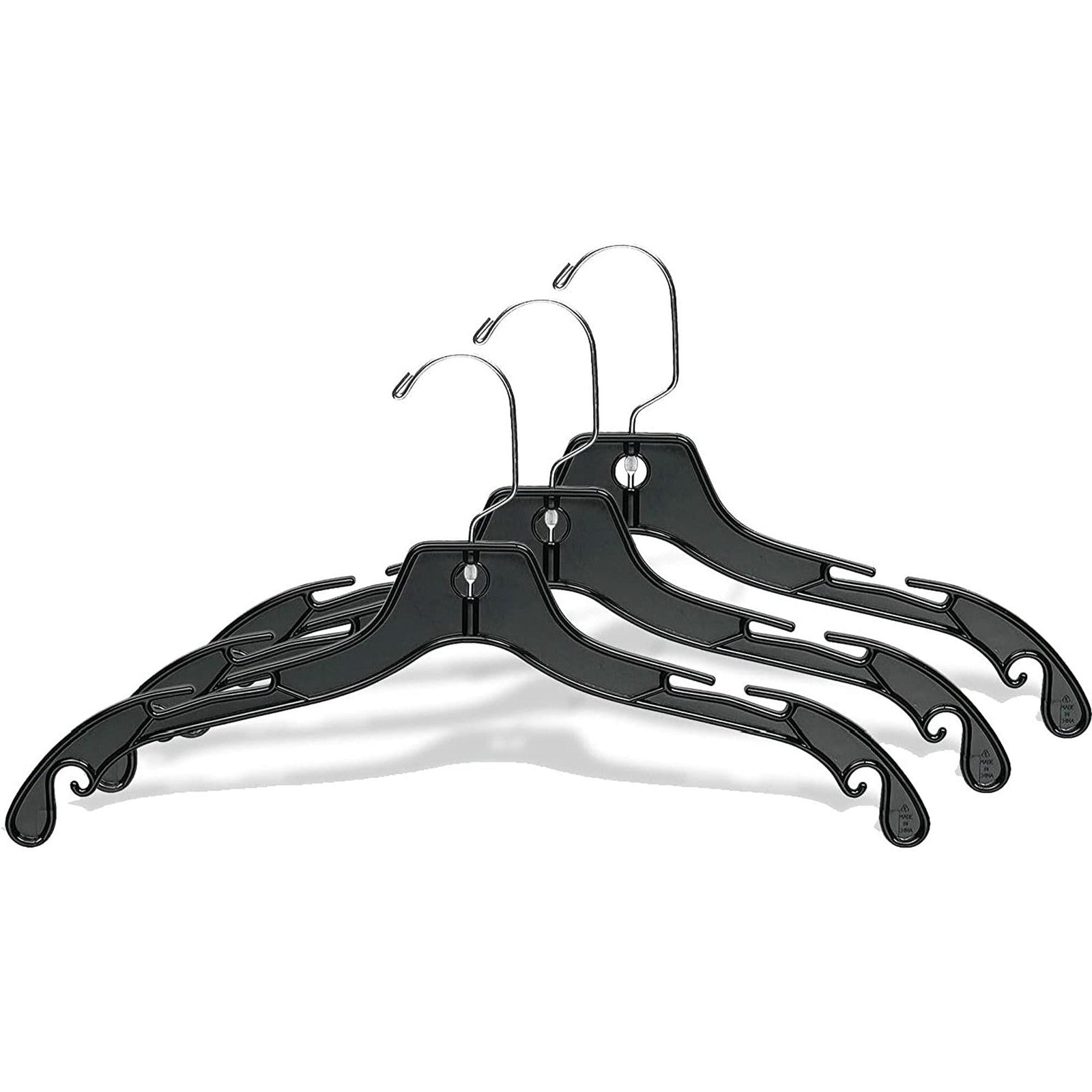 Set of 100 Hangon plastic clothes hangers, heavy-duty 17-inch hangers for shirts and garments, durable and versatile.