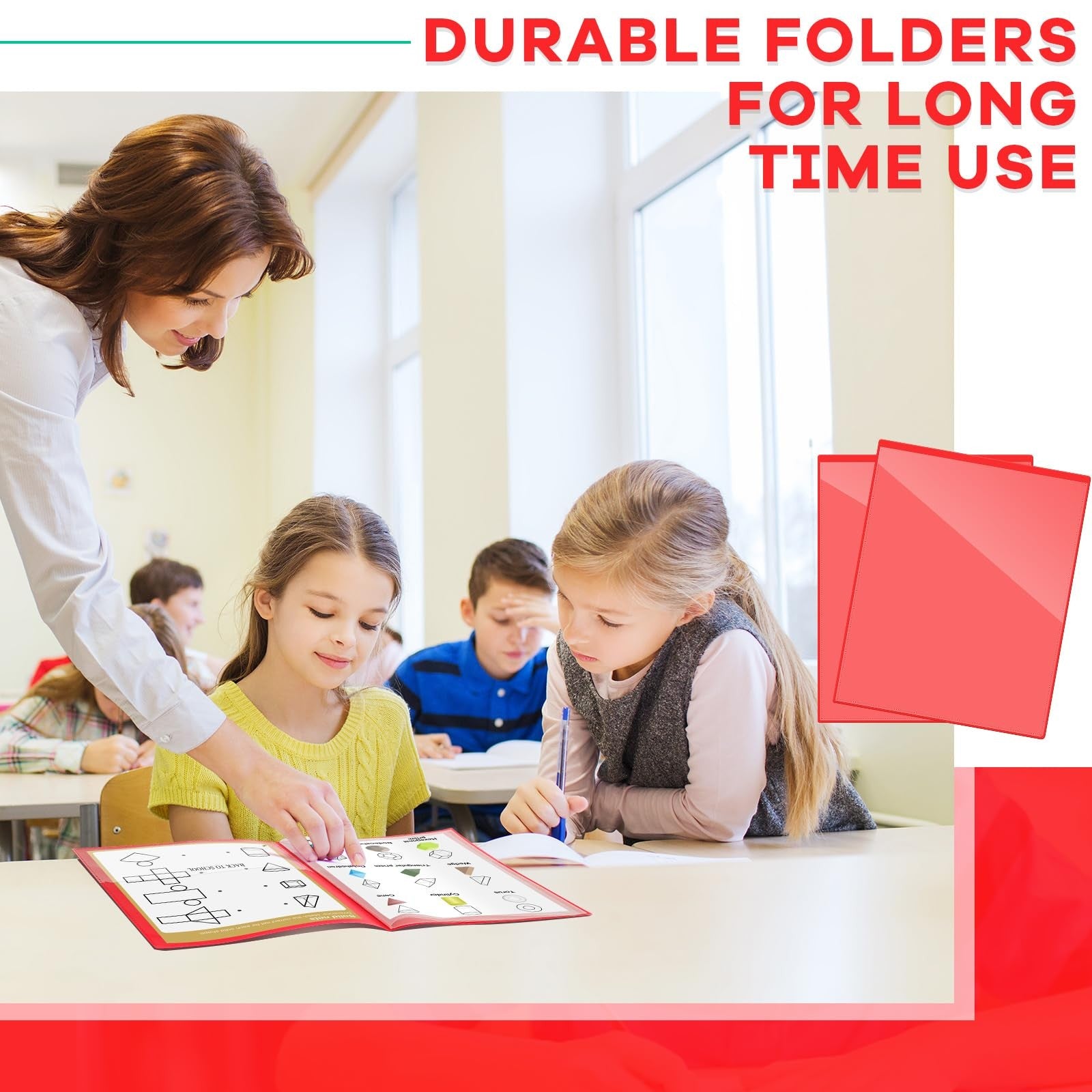Henoyso 24-pack school and home 2-pocket folders with clear inner pockets, ideal for organizing papers and supplies.