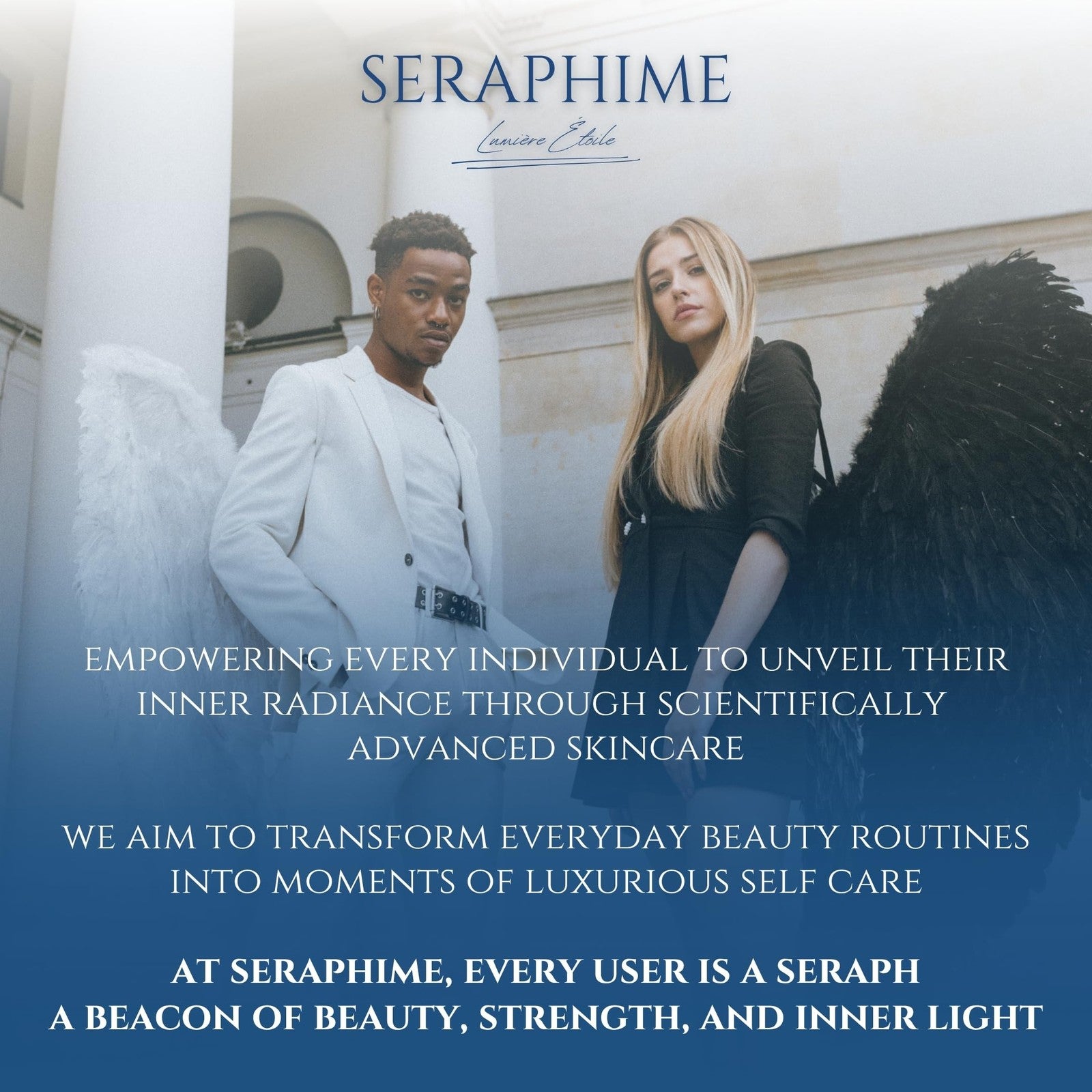 Seraphime Copper Peptides Serum for face, 2% copper peptides with 4% epidermal growth factor, in a clear glass bottle with dropper.