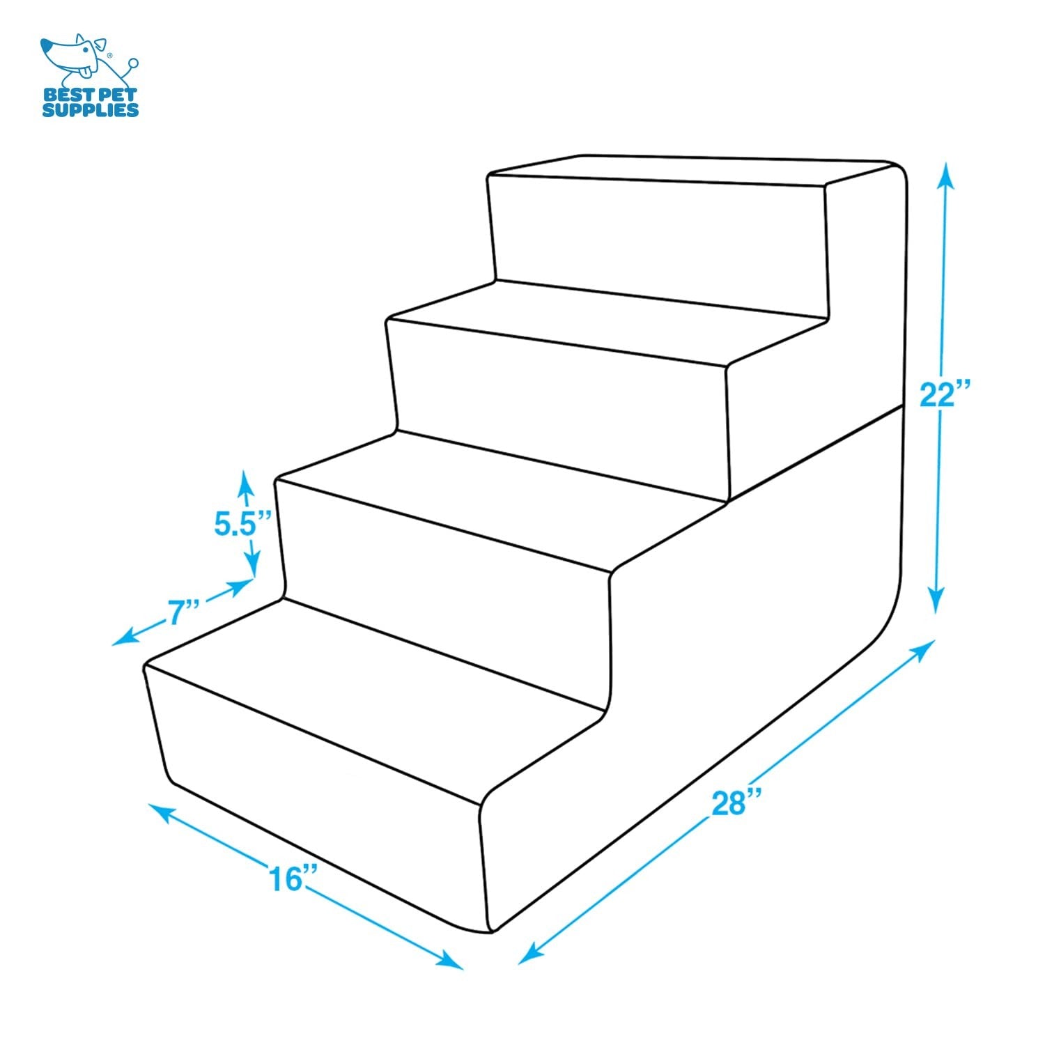 Best Pet Supplies foam dog stairs with non-slip surface, ideal for small dogs and cats to easily reach higher surfaces.