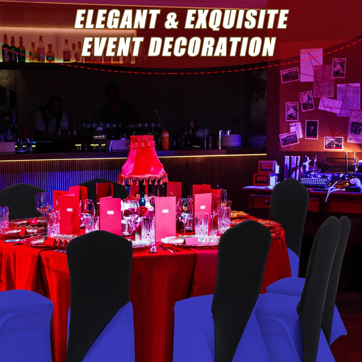 Mindsoft 20 pcs chair cap covers made of spandex, featuring sash hat bands and folding design for decorative and protective use.