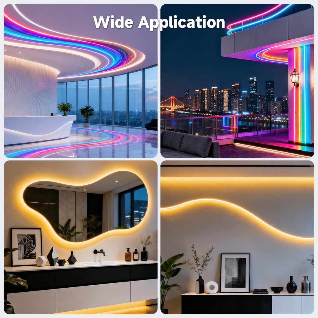 BTF-LIGHTING silicone LED channel system with 49.2ft flexible tube and milky white cover, used for LED strip lighting installation.