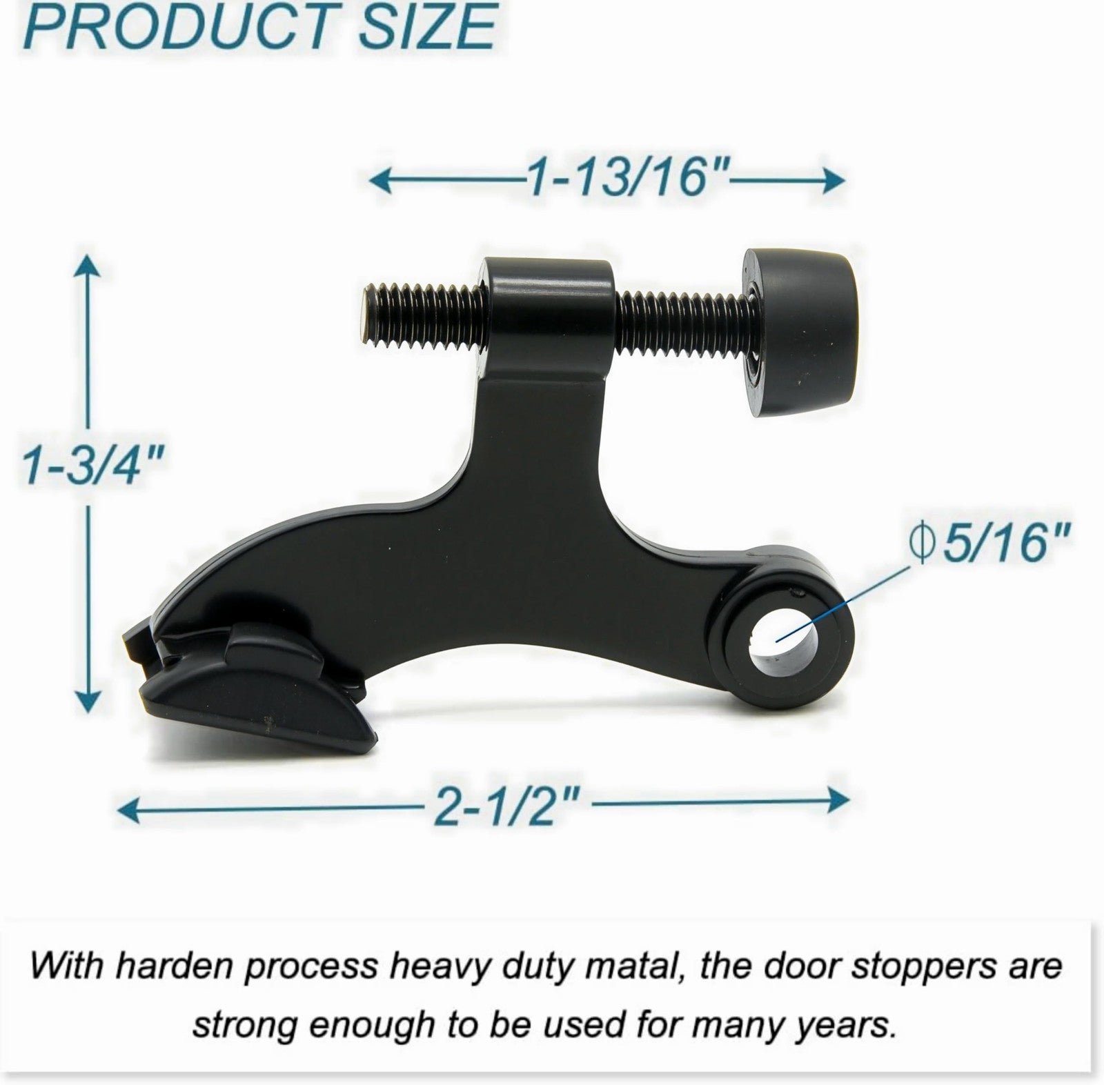 Black Suntai hinge pin door stopper with adjustable heavy-duty design, suitable for securing doors and preventing damage.