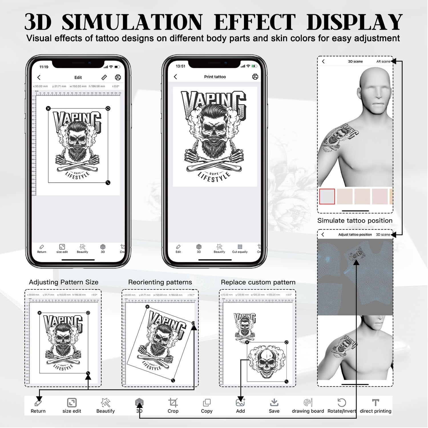 Wireless Wormhole Tattoo Stencil Printer with Bluetooth, portable design, and 2,500mAh battery for easy tattoo stencil printing.